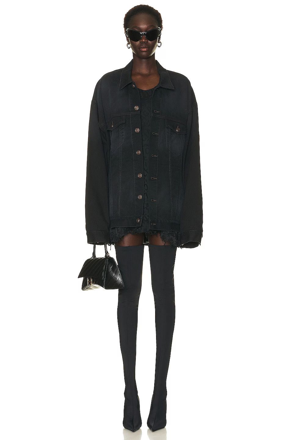 image of Balenciaga O1In1G0124 Oversized Jacket Matte Black In Black, Women's (Size XS)