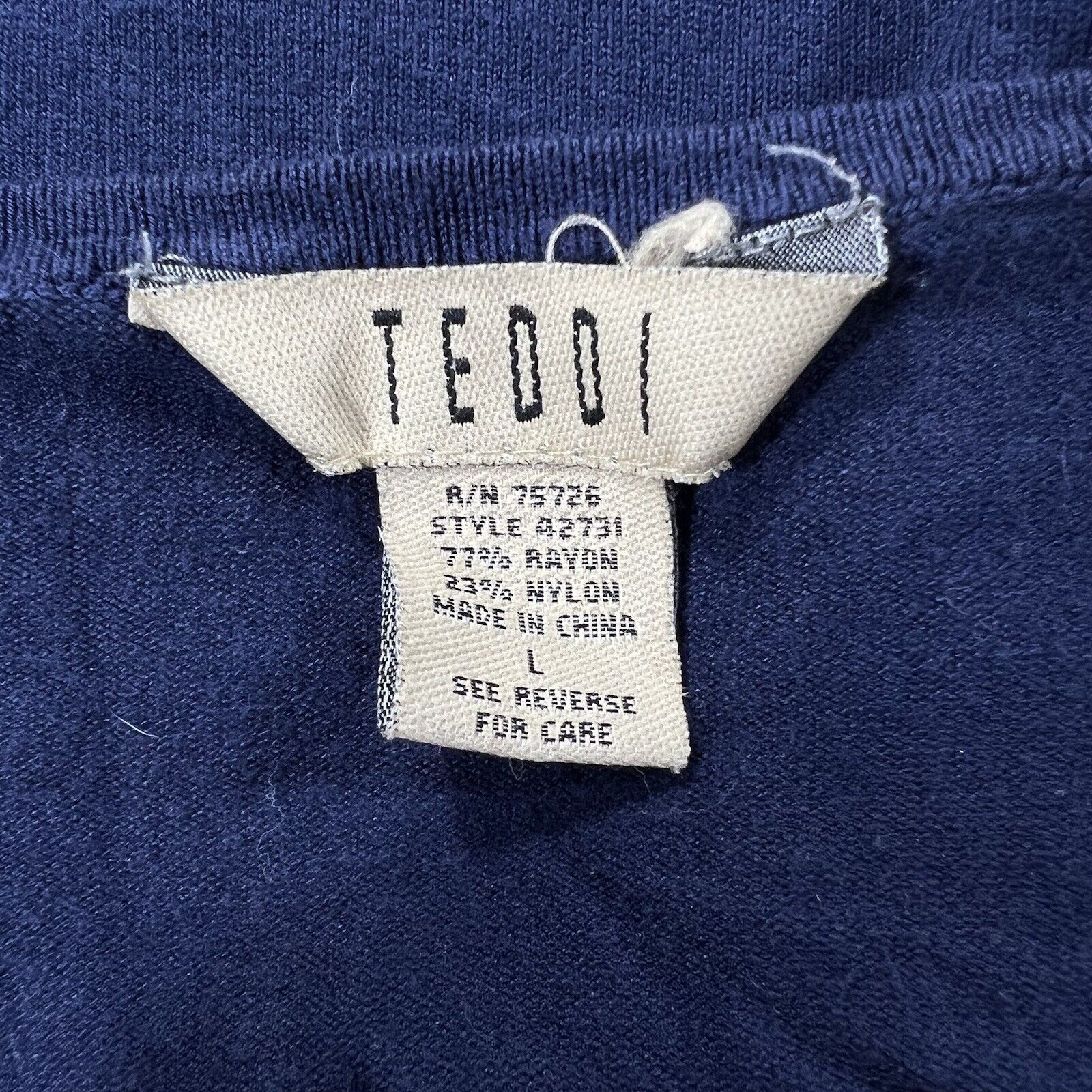 Other TEDDI Large Navy Blue 3/4 Sleeve Sweater Lace Up Wrists Top Size L / US 10 / IT 46 - 3 Thumbnail