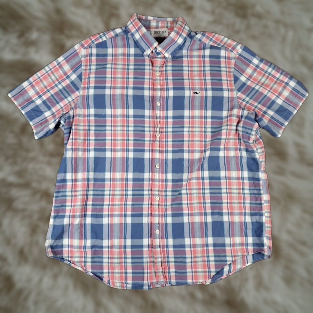 Vineyard Vines VINEYARD VINES Button-Up Shirt Mens 2XL Pink Blue Plaid Short Sleeve Casual Size US XXL / EU 58 / 5 - 1 Thumbnail