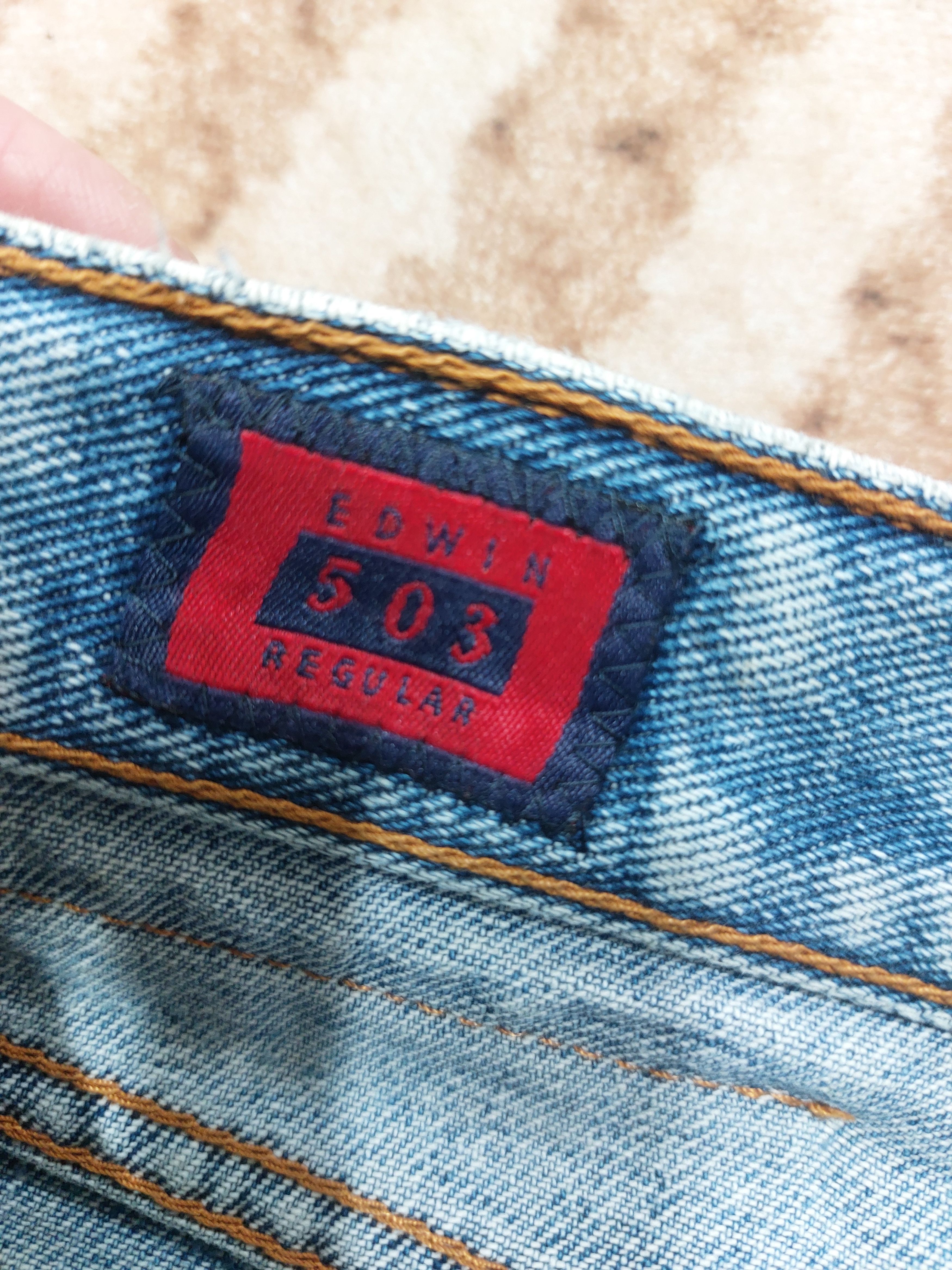 Edwin VINTAGE EDWIN 503 REGULAR DISTRESSED MUD WASH JAPANESE DENIM Size US 35 - 9 Thumbnail