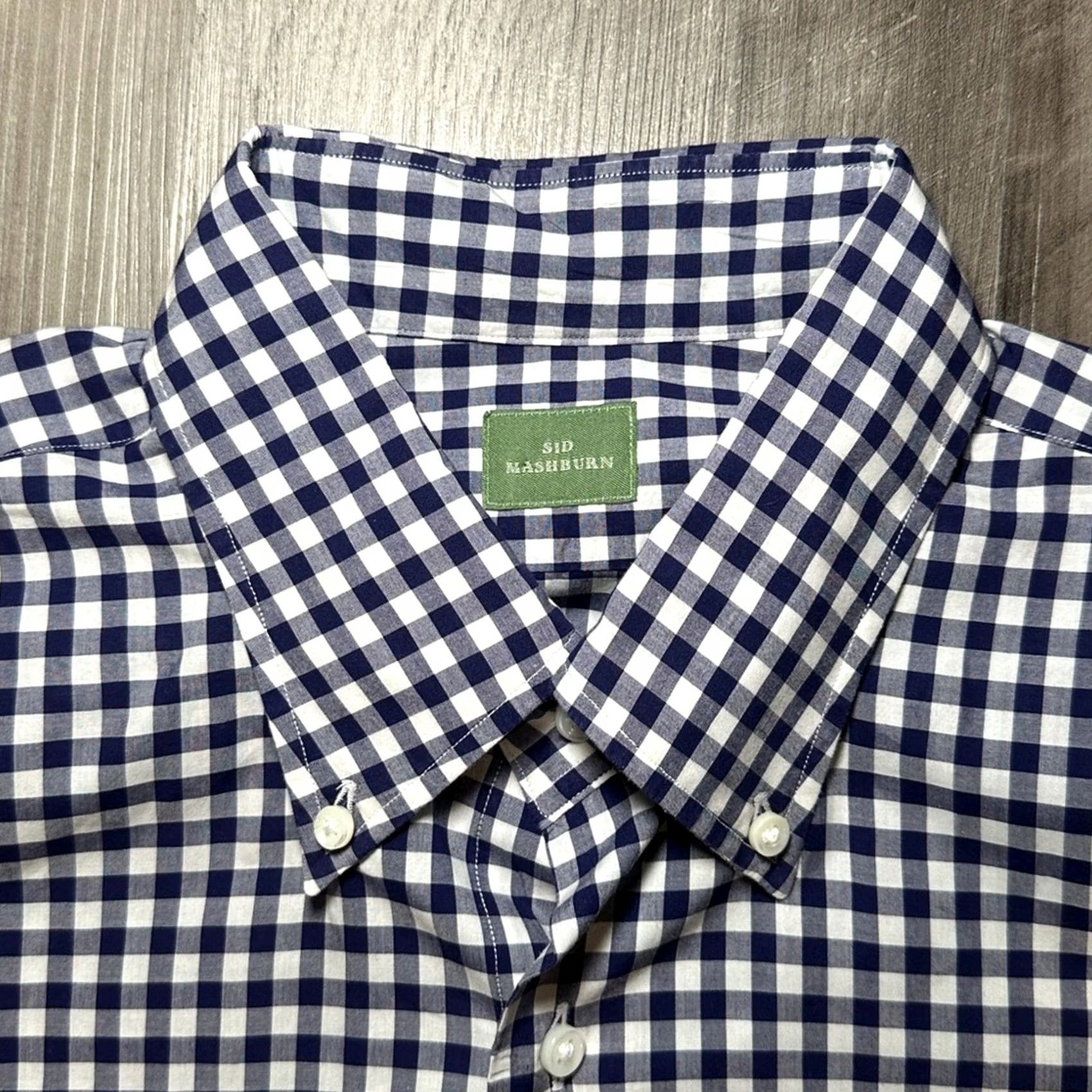 Sid Mashburn Sid Mashburn Checkered Gingham Long Sleeve Button Down XL Navy White Mens Shirt Size US XL / EU 56 / 4 - 5 Thumbnail