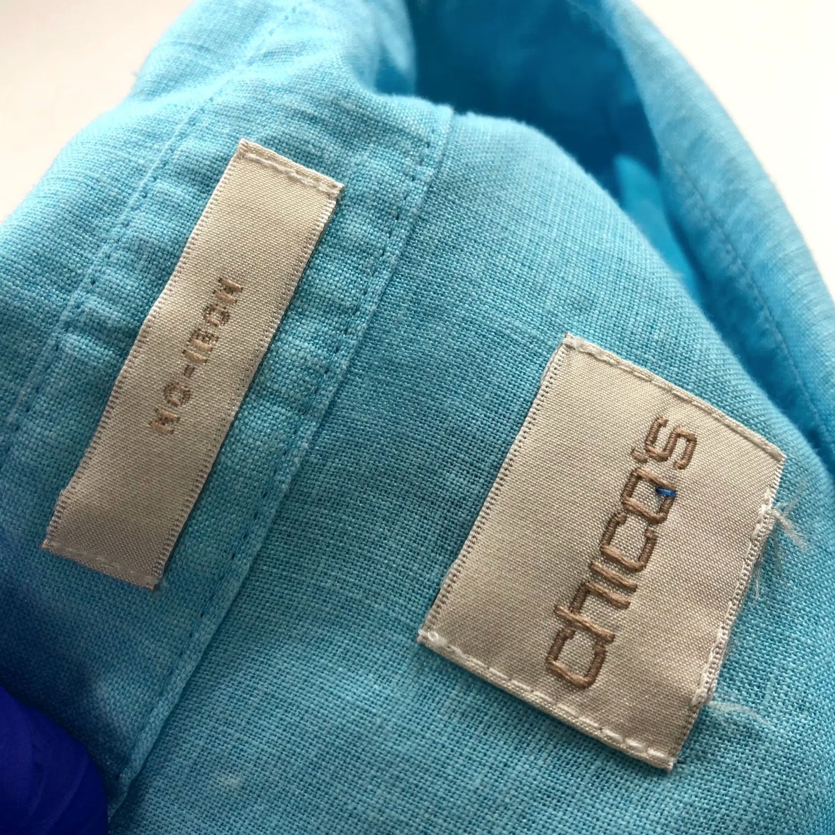 Vintage Chico's Shirt Button-Up Linen Blue LS Collared No Iron No Tag LG? 100% Linen Long Sleeve Casual Womens Regular Size L Size L / US 10 / IT 46 - 8 Thumbnail