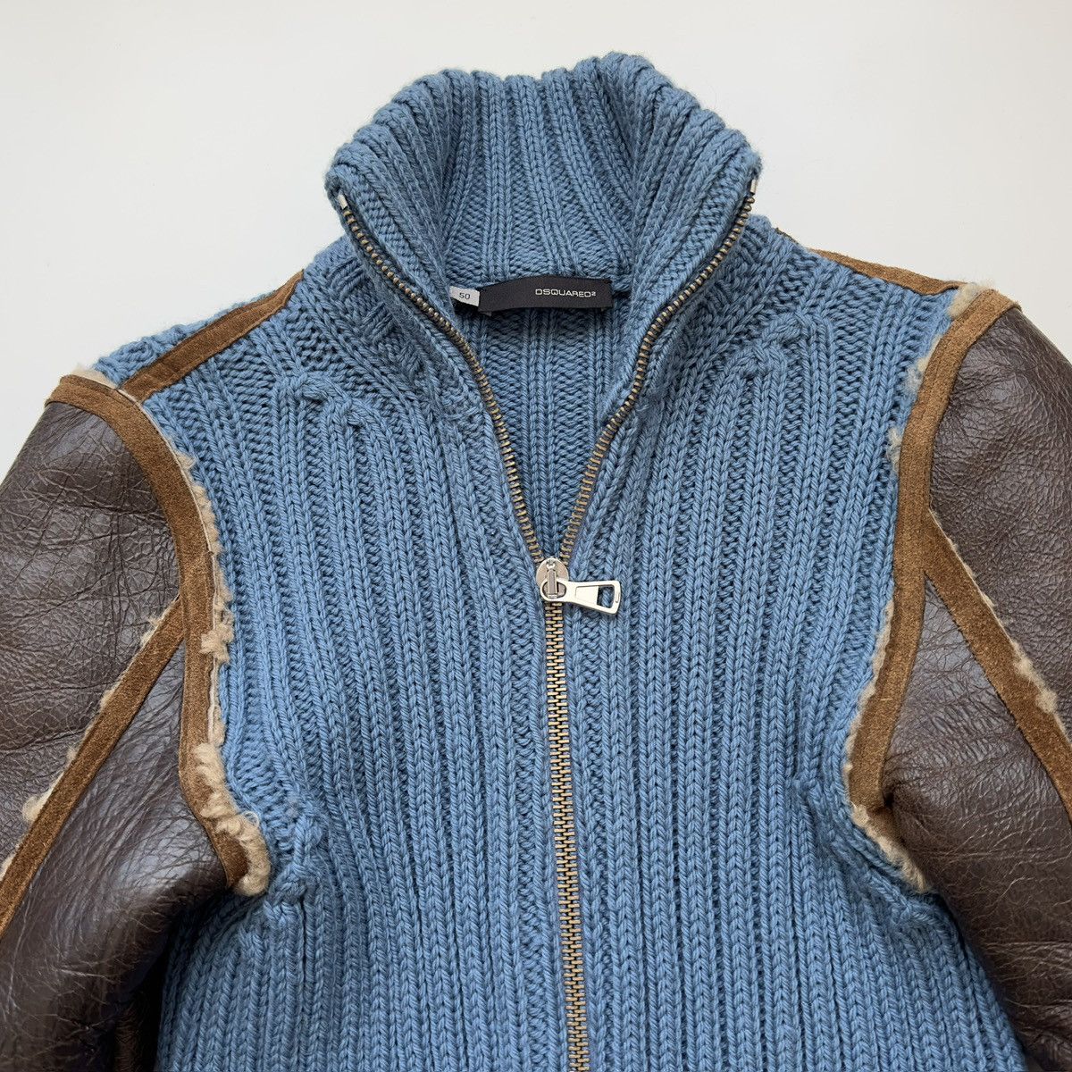 Dsquared2 Dsquared2 F/W 2002 Hybrid Knit & Leather Jacket Size US M / EU 48-50 / 2 - 15 Thumbnail