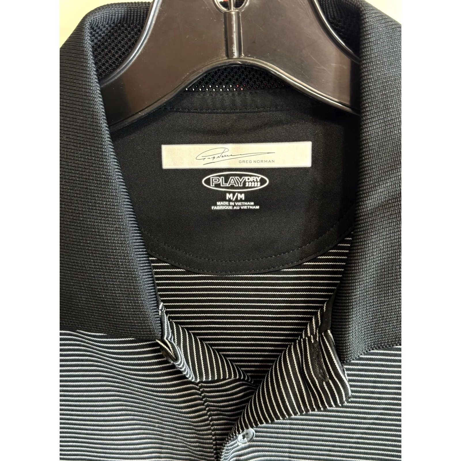 Vintage Greg Norman Polo Shirt Mens M Gray Black Stripe Golf Shirt Medium M Size US M / EU 48-50 / 2 - 4 Thumbnail