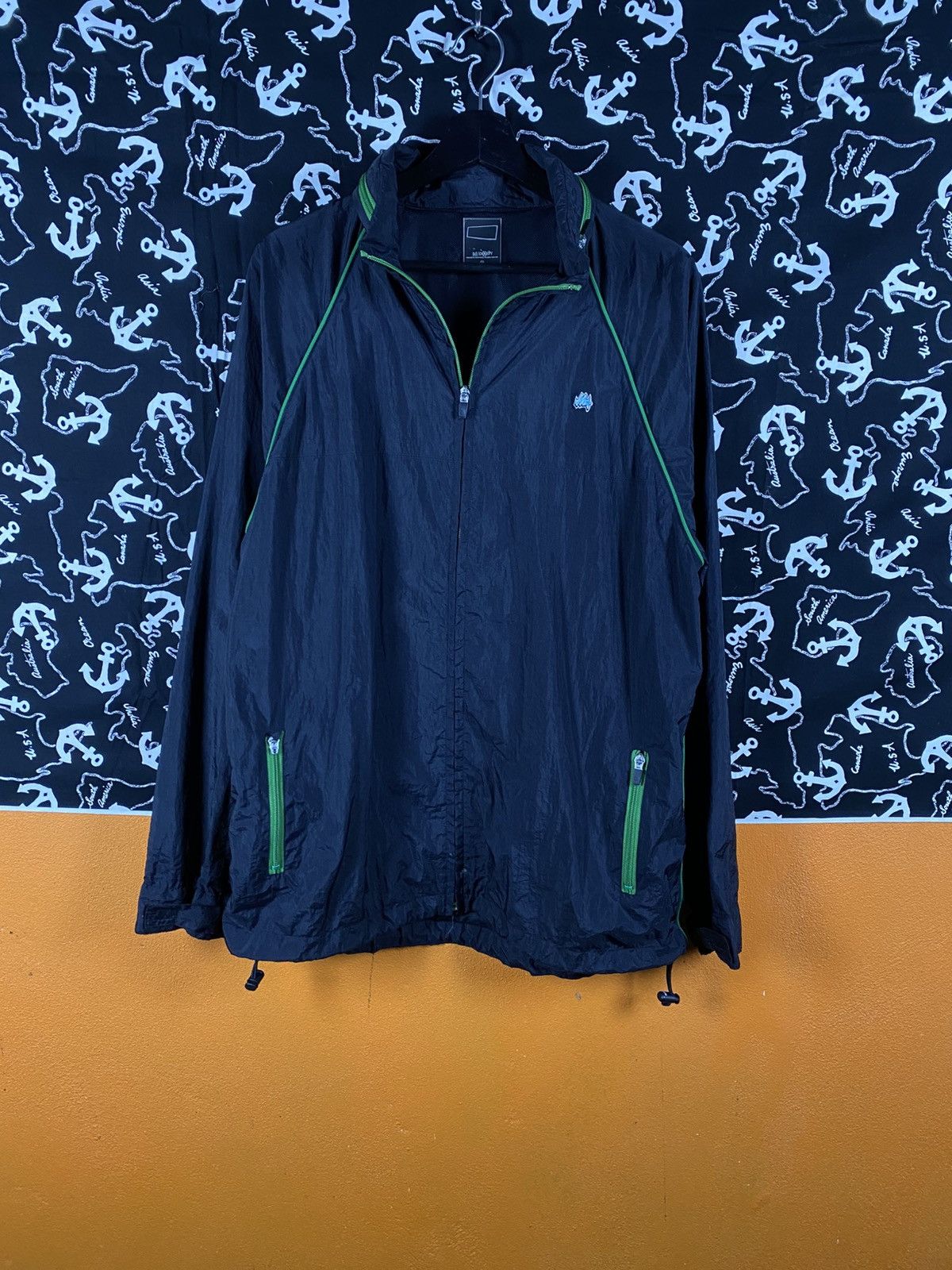 Japanese Brand Vintage Mackdaddy Nylon Windbreaker Black Green Piping Size US L / EU 52-54 / 3 - 3 Thumbnail