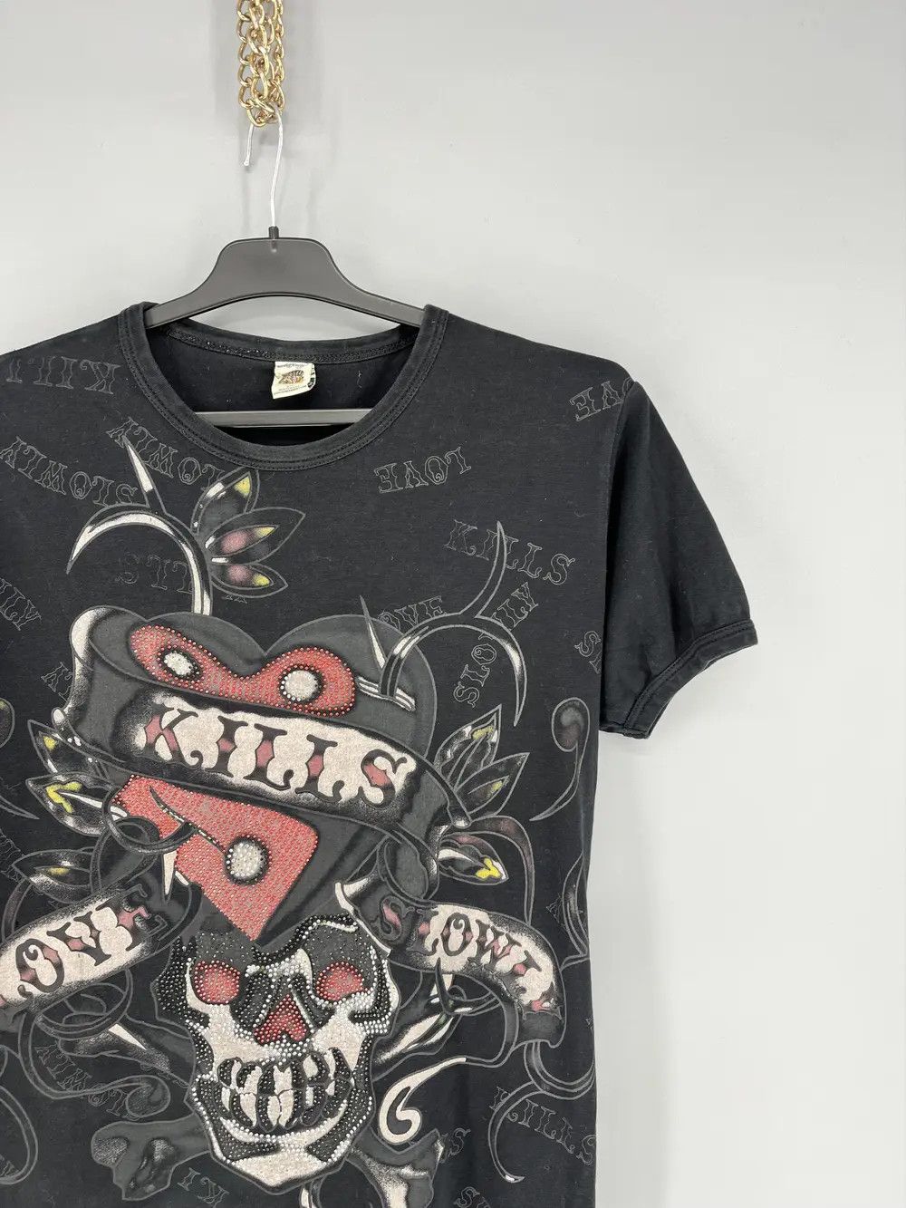 Affliction Vintage Y2K Christian Audigier Women’s Rhinestones T-Shirt Size US L / EU 52-54 / 3 - 4 Thumbnail