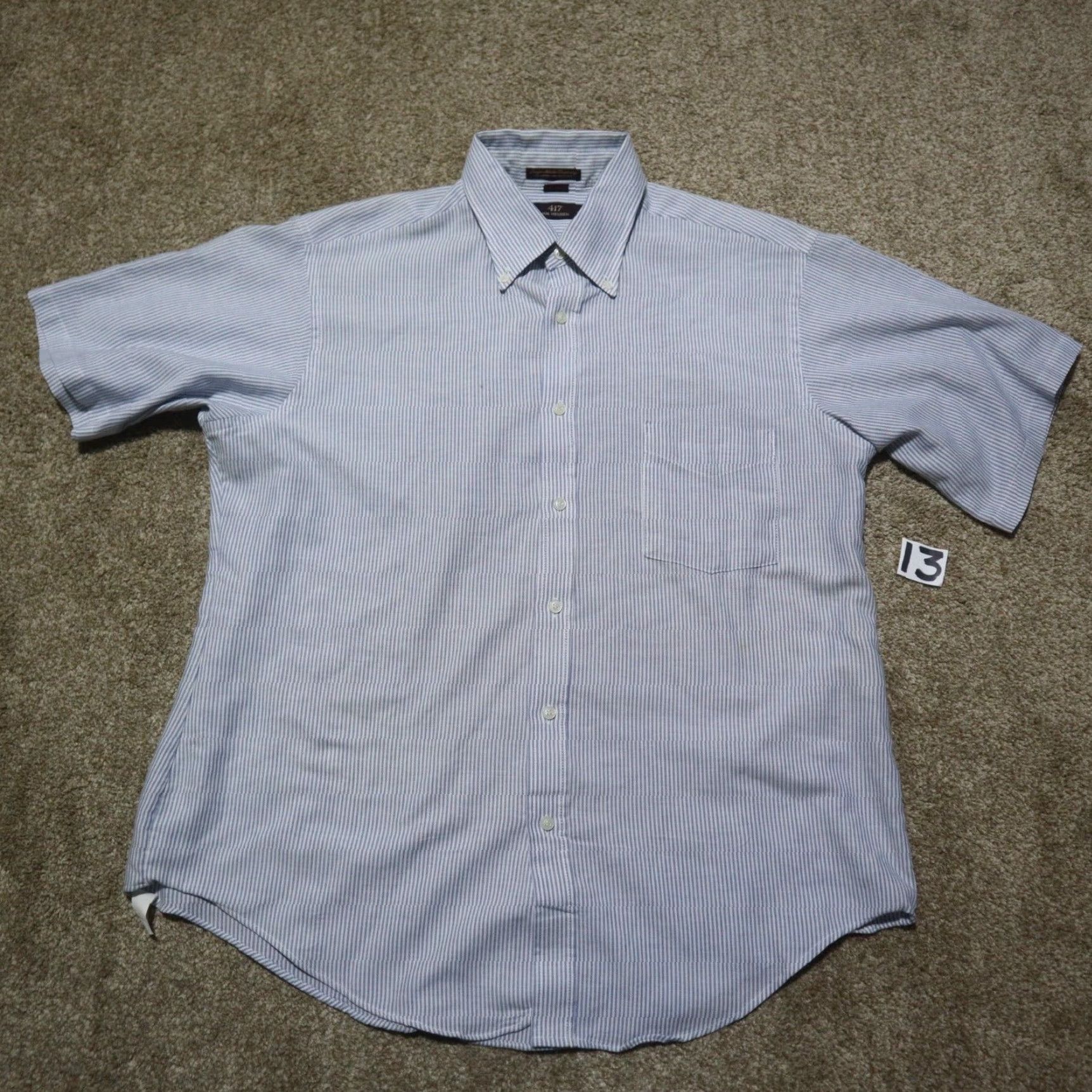 Van Heusen VAN HEUSEN Men's Dress Shirt Oxford Blue Stripes 16.5 Business Casual Regular Fit Size 42R - 2 Thumbnail