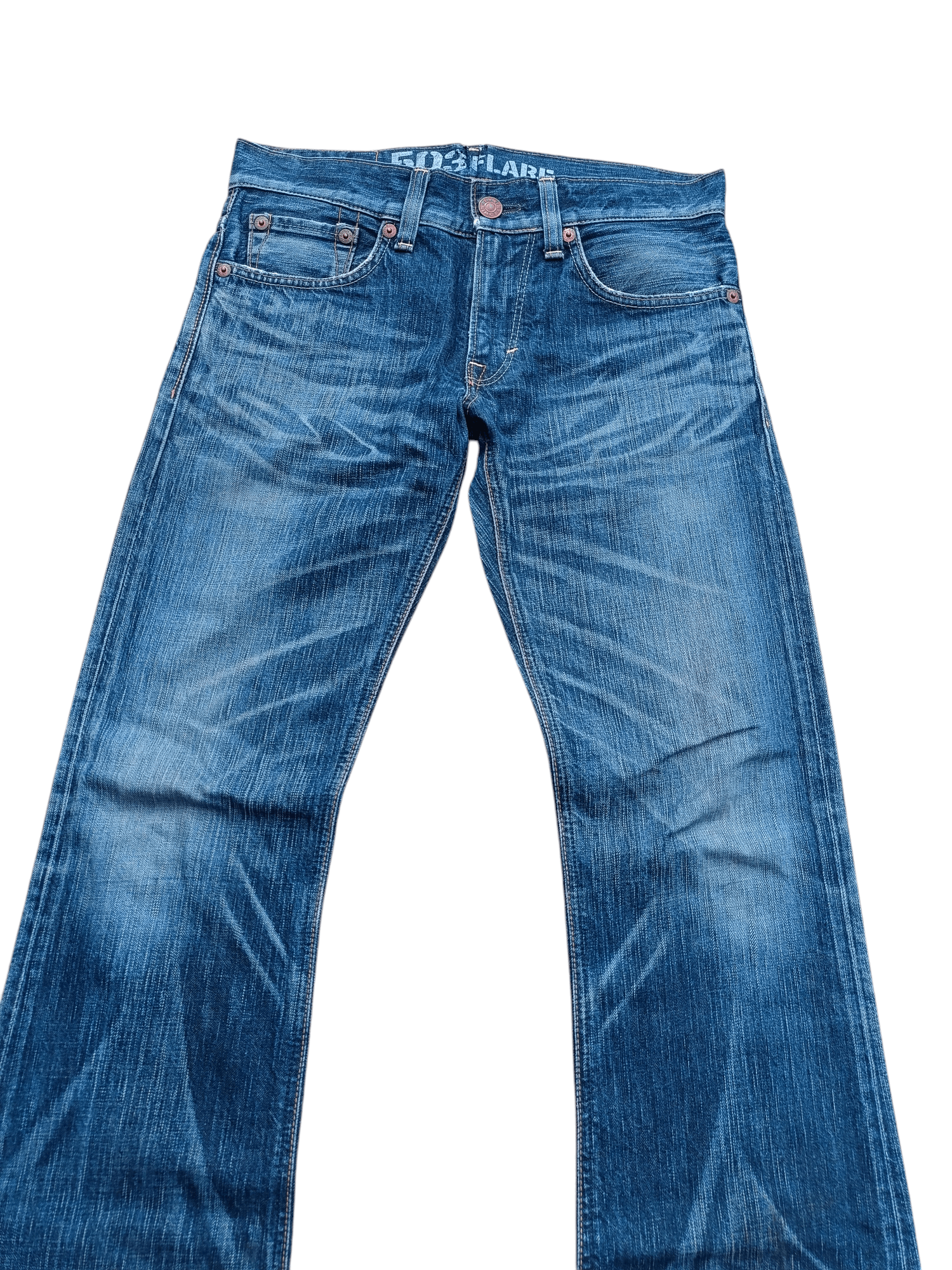 Edwin FLARED 90s Edwin 503 Flare BlueTrip Whiskers Faded Jeans Size US 32 / EU 48 - 4 Thumbnail