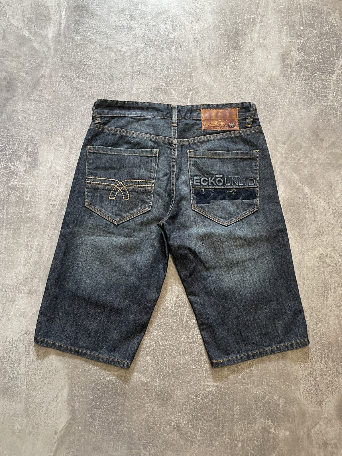 Ecko Unltd. × Vintage Vintage Ecko Unltd. Embroidered Logo Rap Denim Shorts Size US 30 / EU 46 - 1 Thumbnail