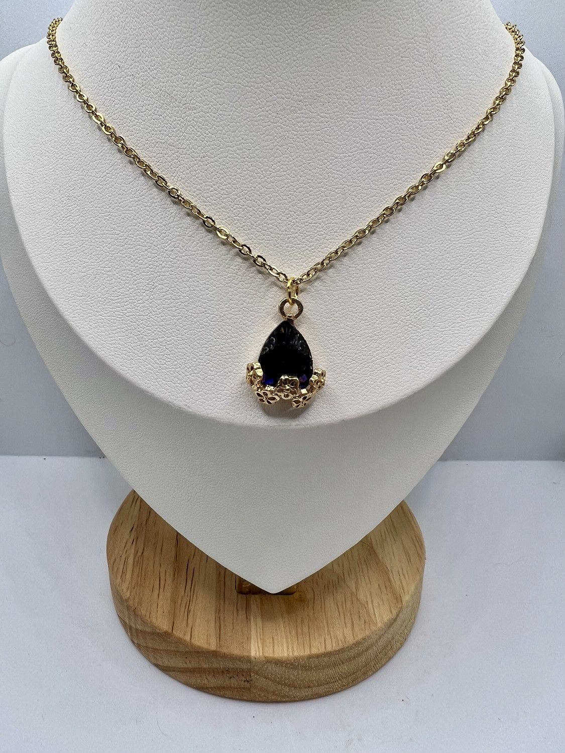 Handmade Dark Purple Cz Gold Chain Necklace Size ONE SIZE - 3 Thumbnail