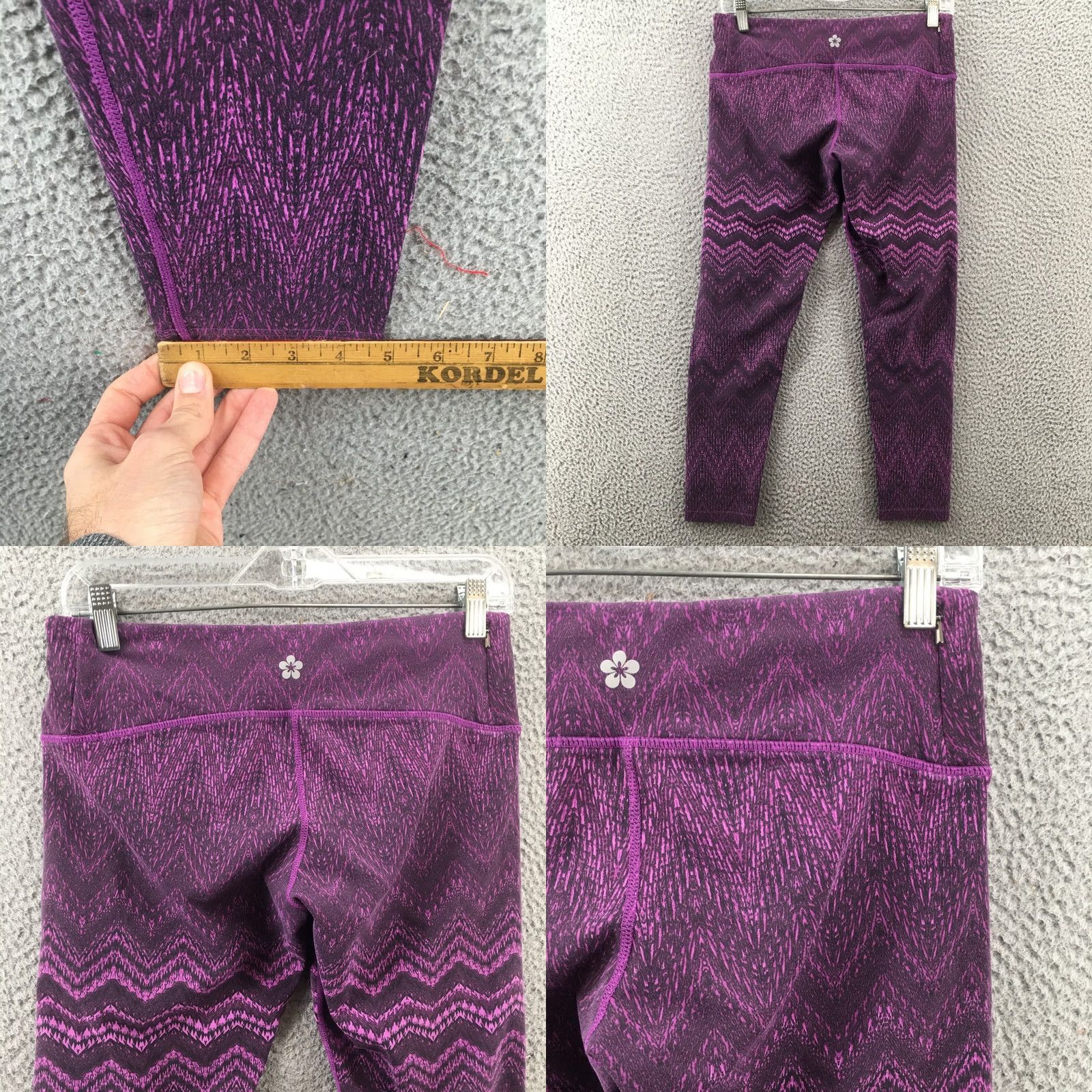 Vintage Tuff Athletics Leggings Womens M Cropped Purple Low Rise Pull On Size 32" / US 10 / IT 46 - 8 Thumbnail