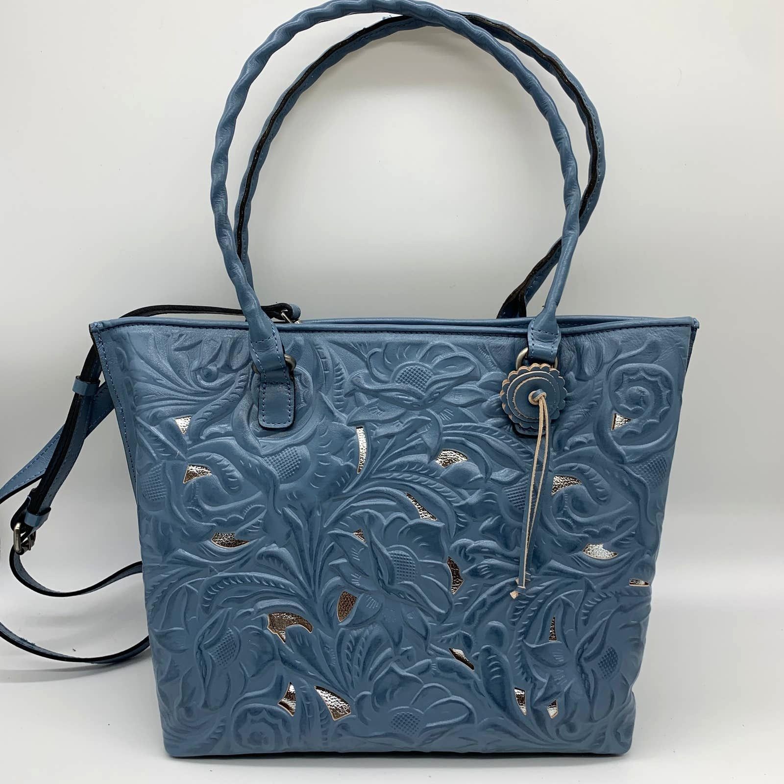 Other Patricia Nash Blue Leather Handbags Cutout Adeline Tote Size ONE SIZE - 1 Thumbnail