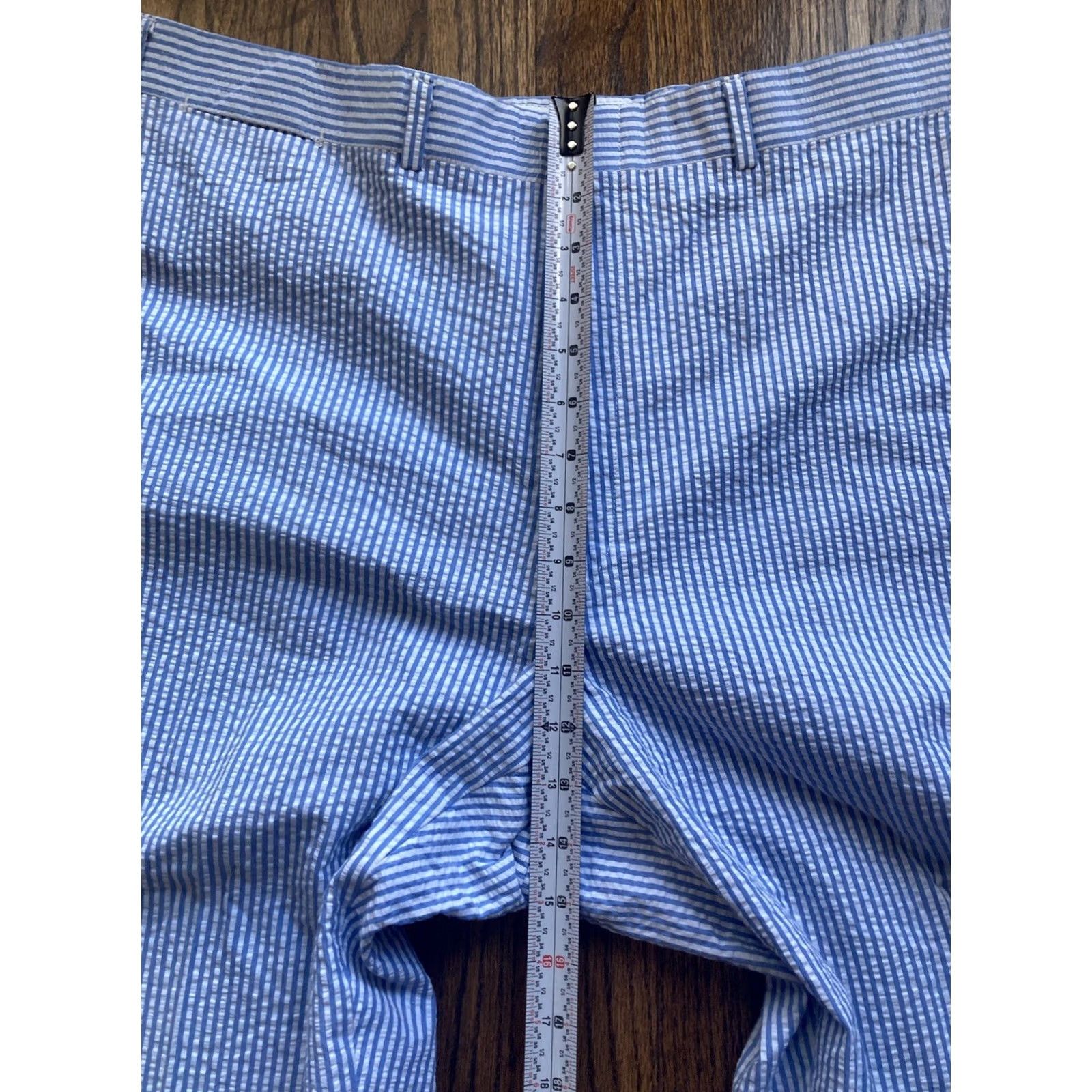 Brooks Brothers VINTAGE Brooks Brothers Pants Mens 38x27 Blue 80s Flat Front USA Seersucker Size US 38 / EU 54 - 4 Thumbnail