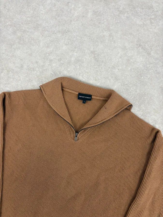 Emporio Armani 2000s Emporio Armani Zip-Up Beige Sweater Size US M / EU 48-50 / 2 - 5 Thumbnail