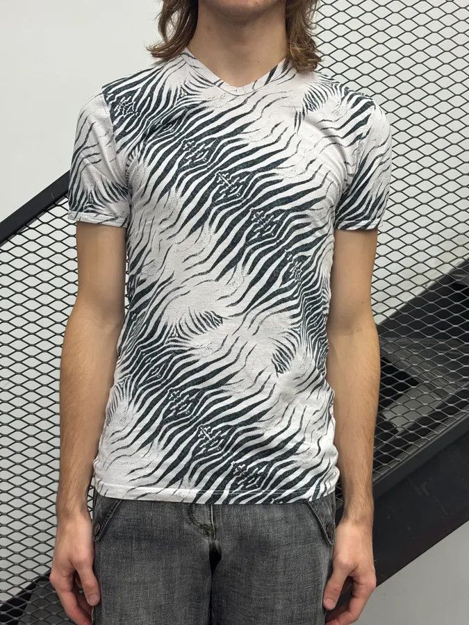 Roberto Cavalli 2000s Roberto Cavalli Black & White Zebra T-Shirt Size US S / EU 44-46 / 1 - 1 Thumbnail