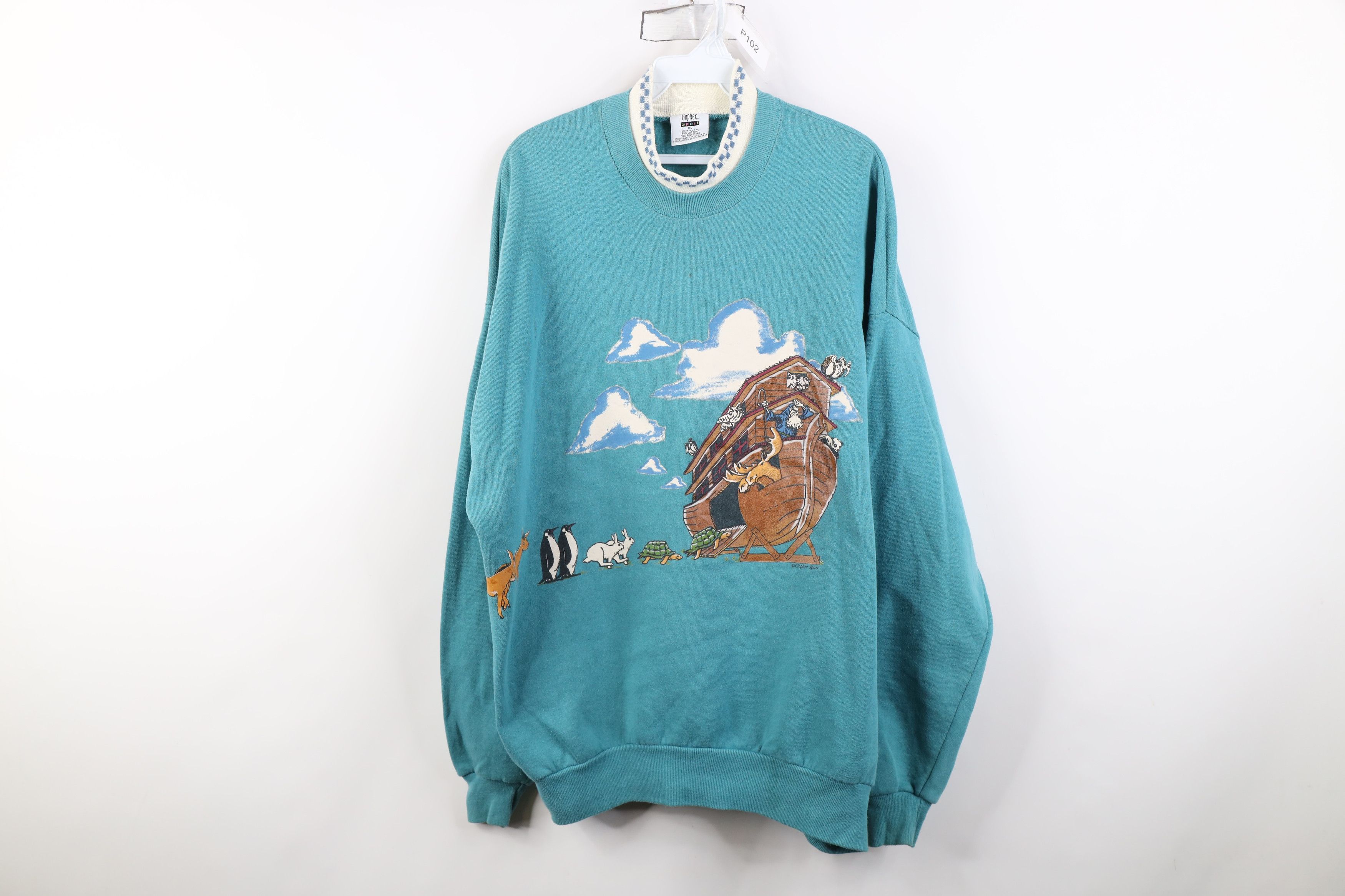 Vintage Vintage 90s Christian Noahs Ark Animals Layered Sweatshirt Size XL / US 12-14 / IT 48-50 - 1 Thumbnail