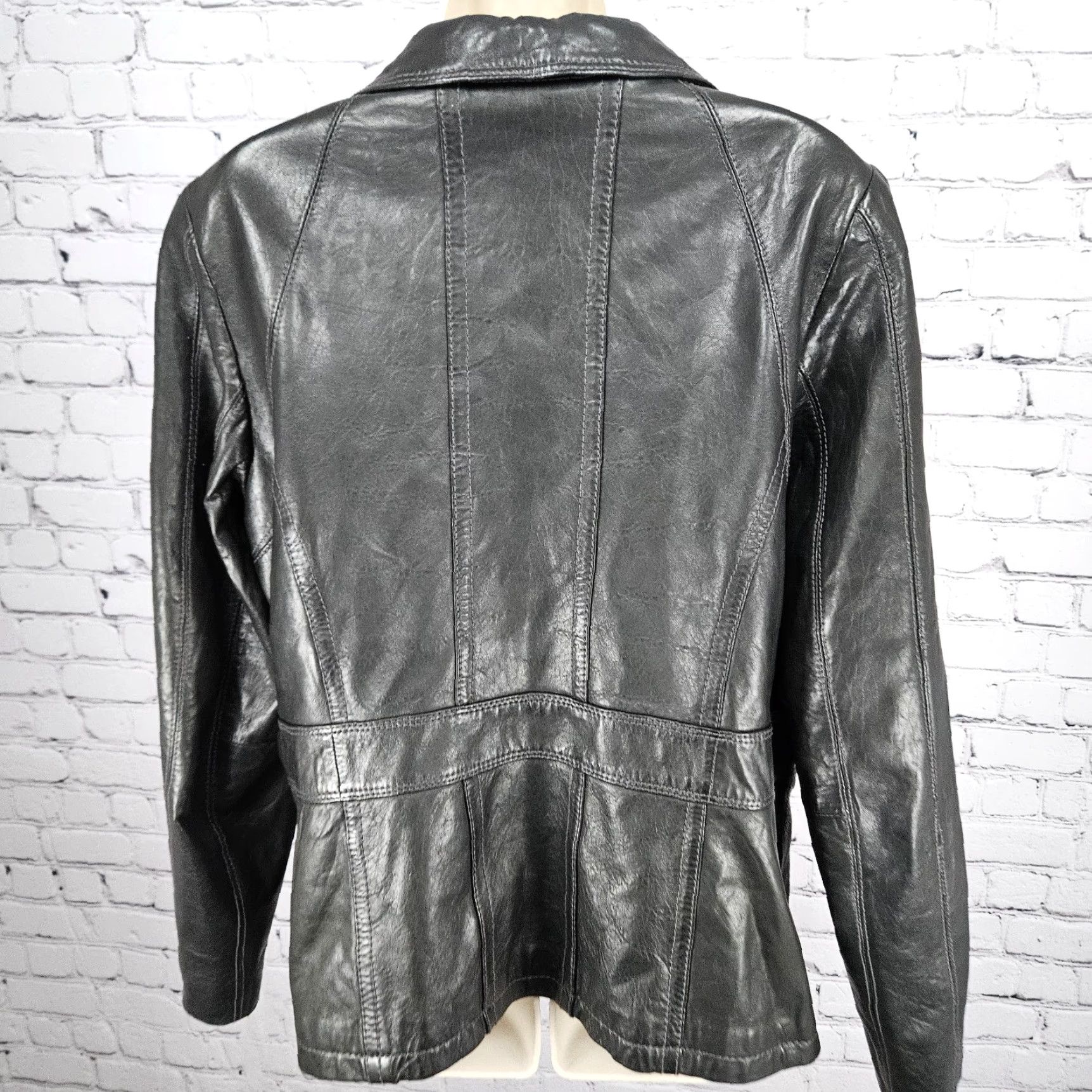Vintage Marc New York Dark Brown Genuine Lambskin Leather Collared Full Zip Jacket XL Women Size XL / US 12-14 / IT 48-50 - 2 Thumbnail