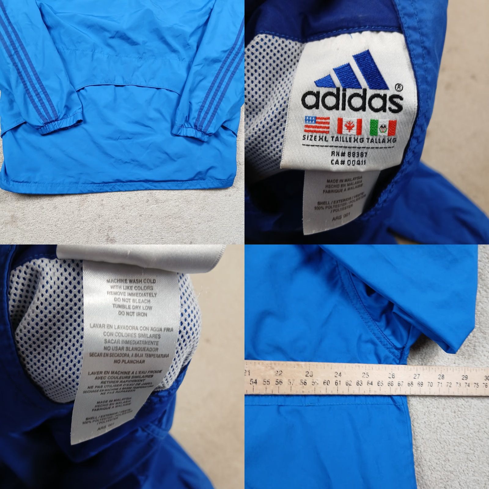 Adidas VINTAGE adidas Anorak Windbreaker Jacket Mens XL Blue Y2K Three Stripes Size US XL / EU 56 / 4 - 8 Thumbnail