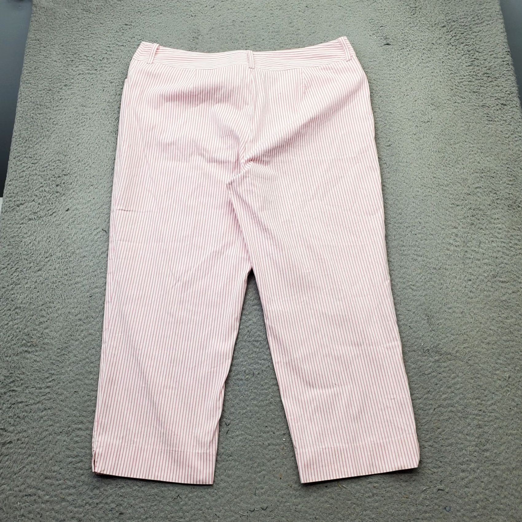 Jones New York Jones New York Womens Cropped Pants 16 Multi Striped Cotton Stretch Ankle Slit Size 38" / US 16 / IT 52 - 2 Thumbnail
