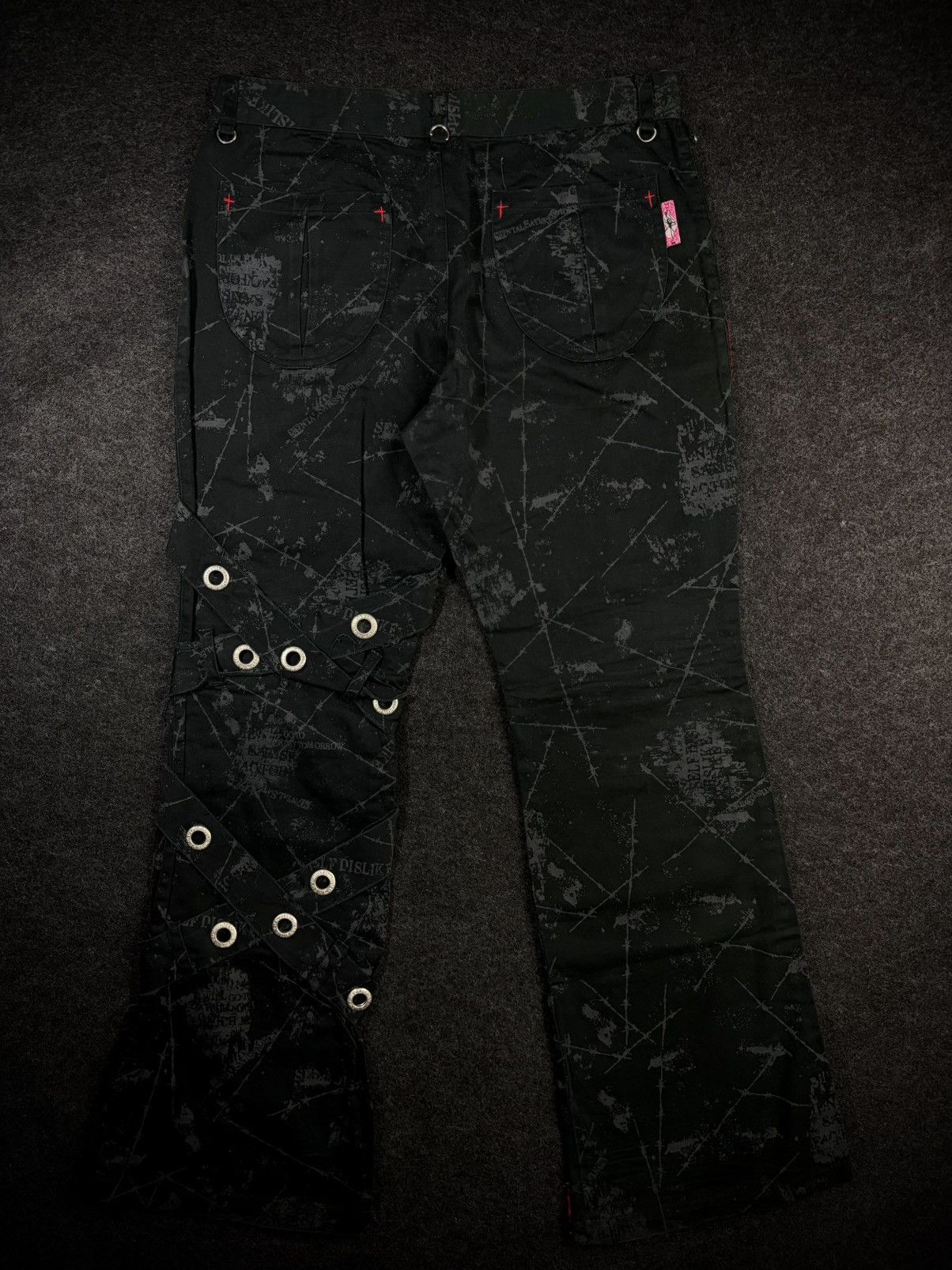 Tornado Mart Mad Punks Skull Plaid All Over Print Bondage Pants Size US 30 / EU 46 - 9 Thumbnail