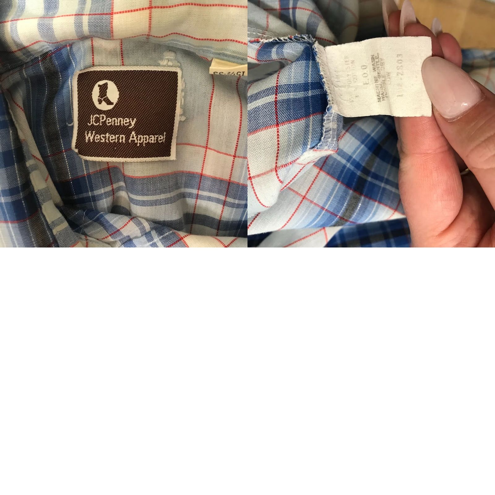 Vintage VINTAGE JCPENNY MEN'S 15 1/2-33 BLUE WESTERN SNAP SHIRT LONG SLEEVE W/ POCKETS Size US L / EU 52-54 / 3 - 8 Thumbnail