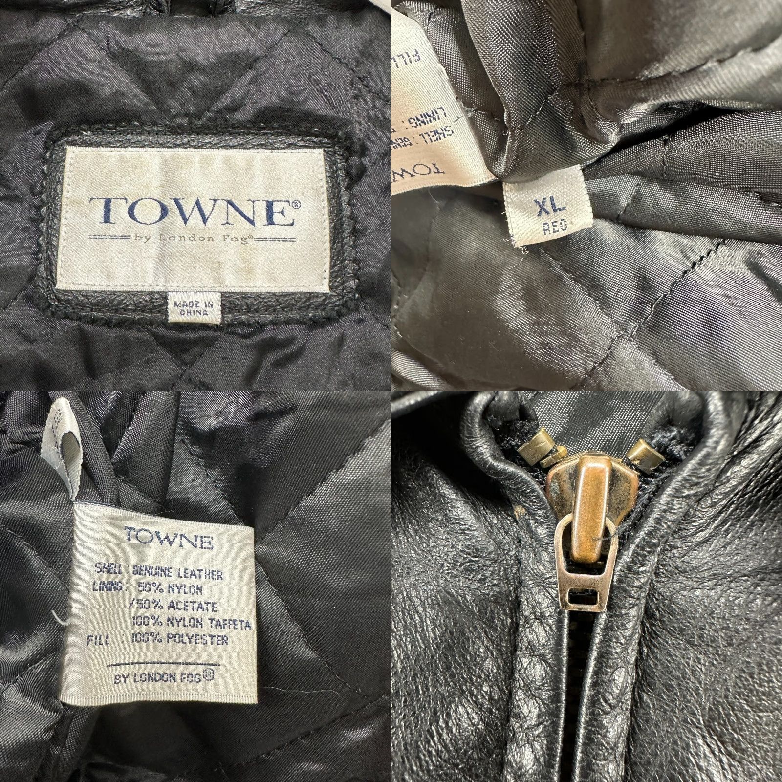 London Fog VINTAGE Towne London Fog Leather Bomber Jacket Mens XL Black Quilted Lined 90s Motors/Biker Accessories? Size US XL / EU 56 / 4 - 9 Thumbnail