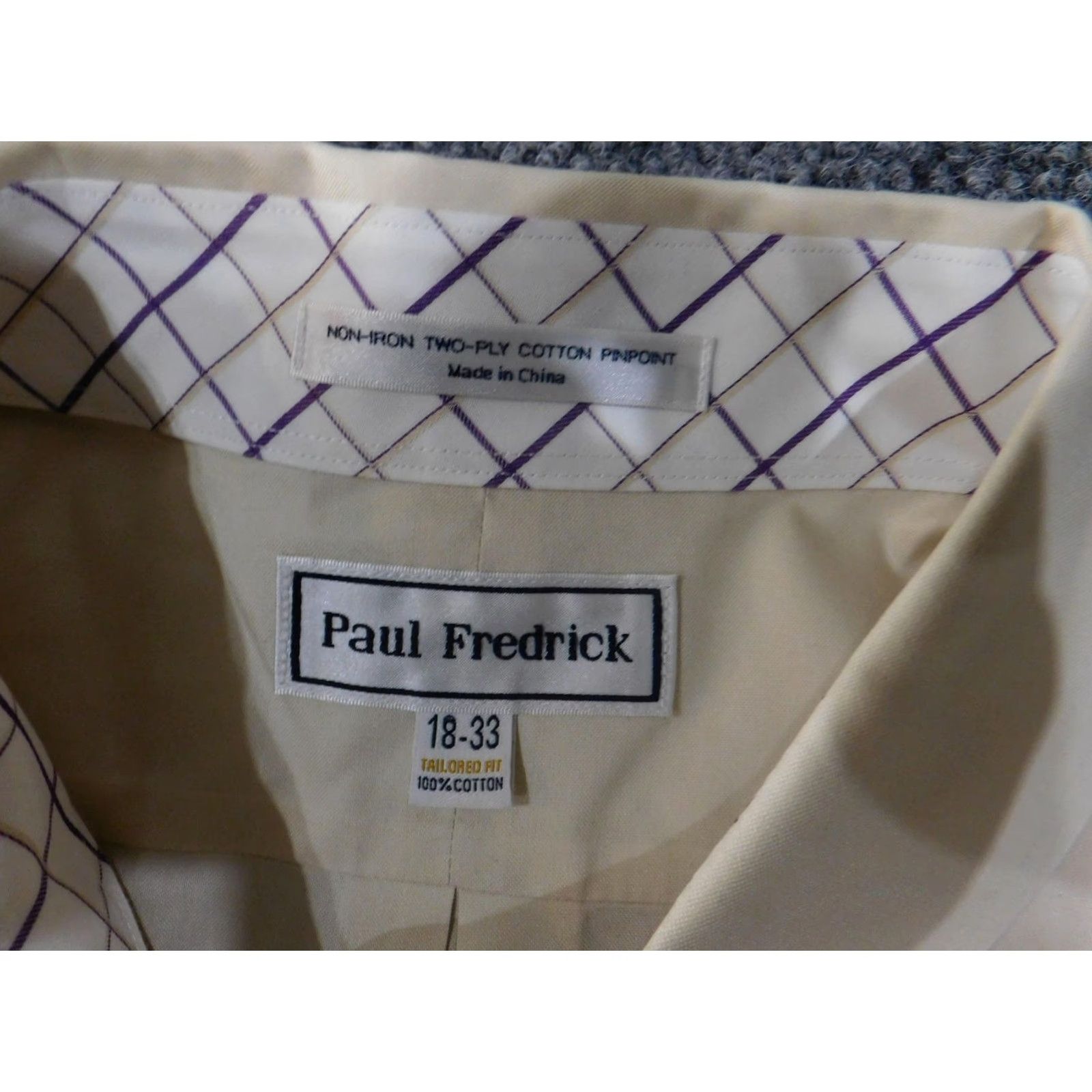 Vintage Paul Fredrick Shirt Mens 18-33 Beige Tailored Fit Non Iron Cotton Dress Pocket Shirt Mens 18-33 Beige Tailored Fit Non Iron Cotton Dress Pocket Size 48R - 7 Thumbnail