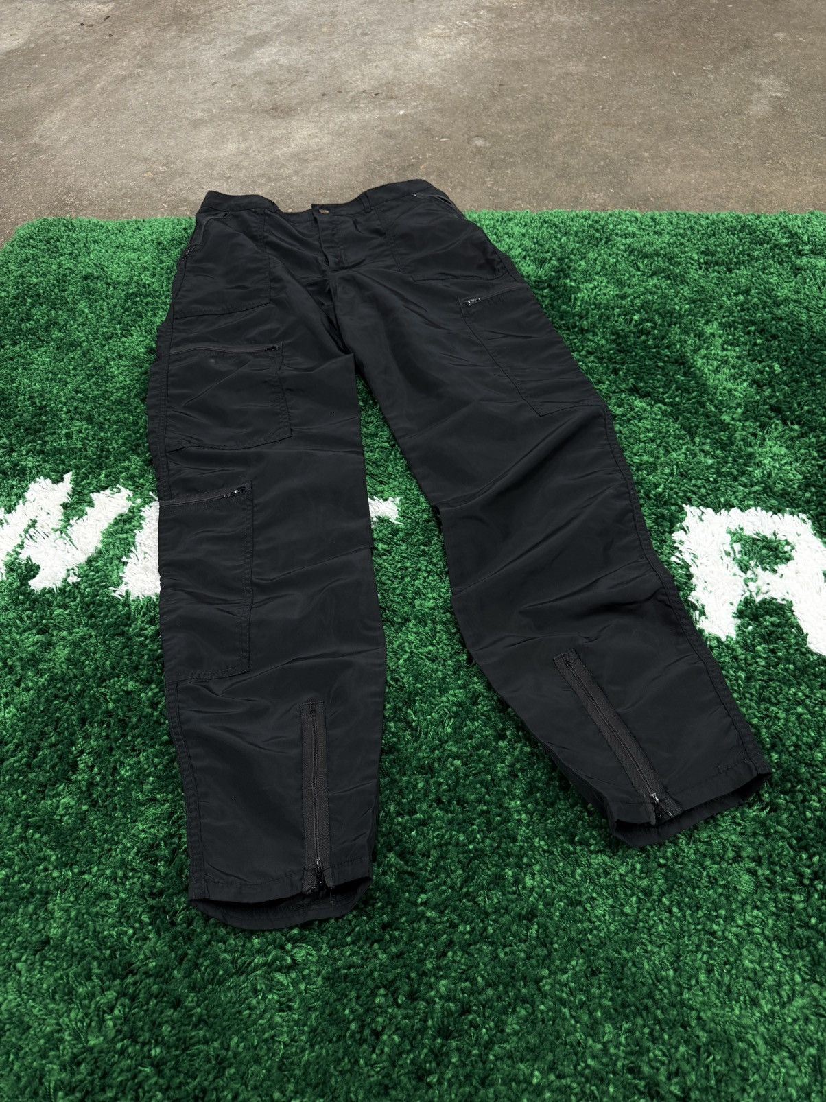 Vintage RAER 80s Panno D'Or Parachute Pants Black Cargo Zip 33 Size US 33 - 1 Thumbnail