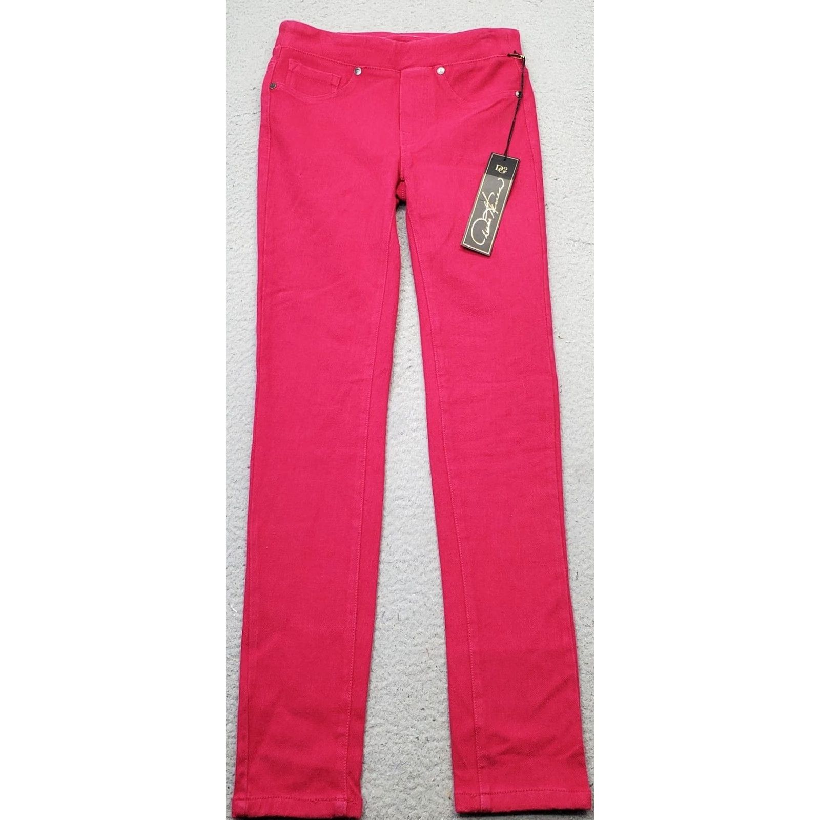Denime Diane Gilman DG2 Skinny Jeans Womens XS Pink Denim Stretch Flat Front Pull On Jeans Size 26" / US 2 / IT 38 - 2 Thumbnail
