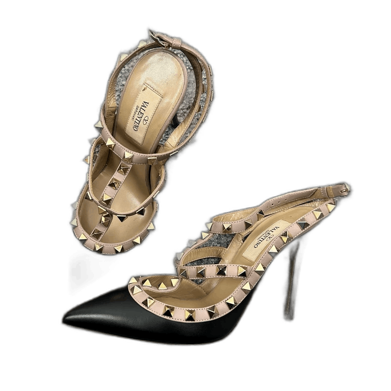 Valentino Valentino Black Strappy High Heels with Studs Size US 6 / IT 36 - 1 Thumbnail