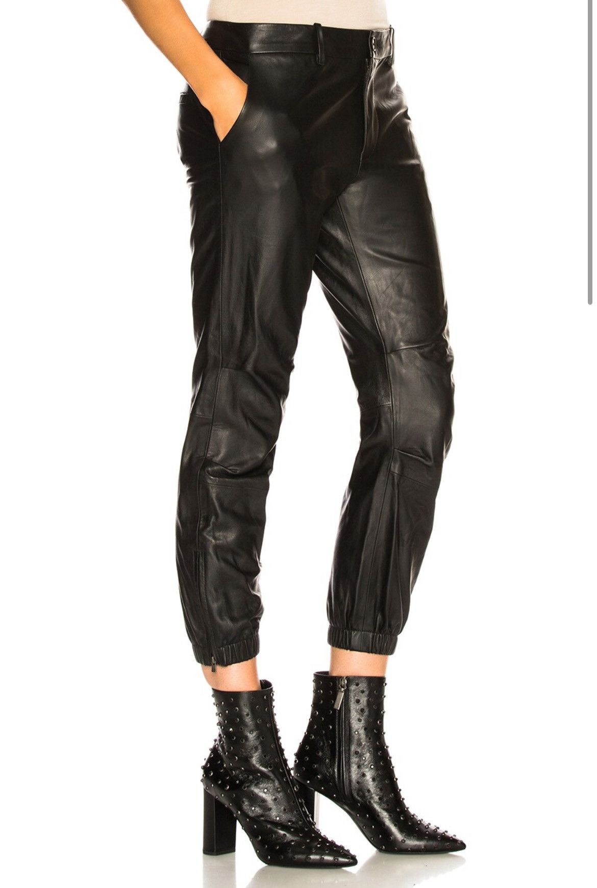 Leather × Nili Lotan NILI LOTAN - "FRENCH MILITARY" LAMBSKIN Brown LEATHER PANTS Size 25" / US 0 / IT 36 - 3 Thumbnail