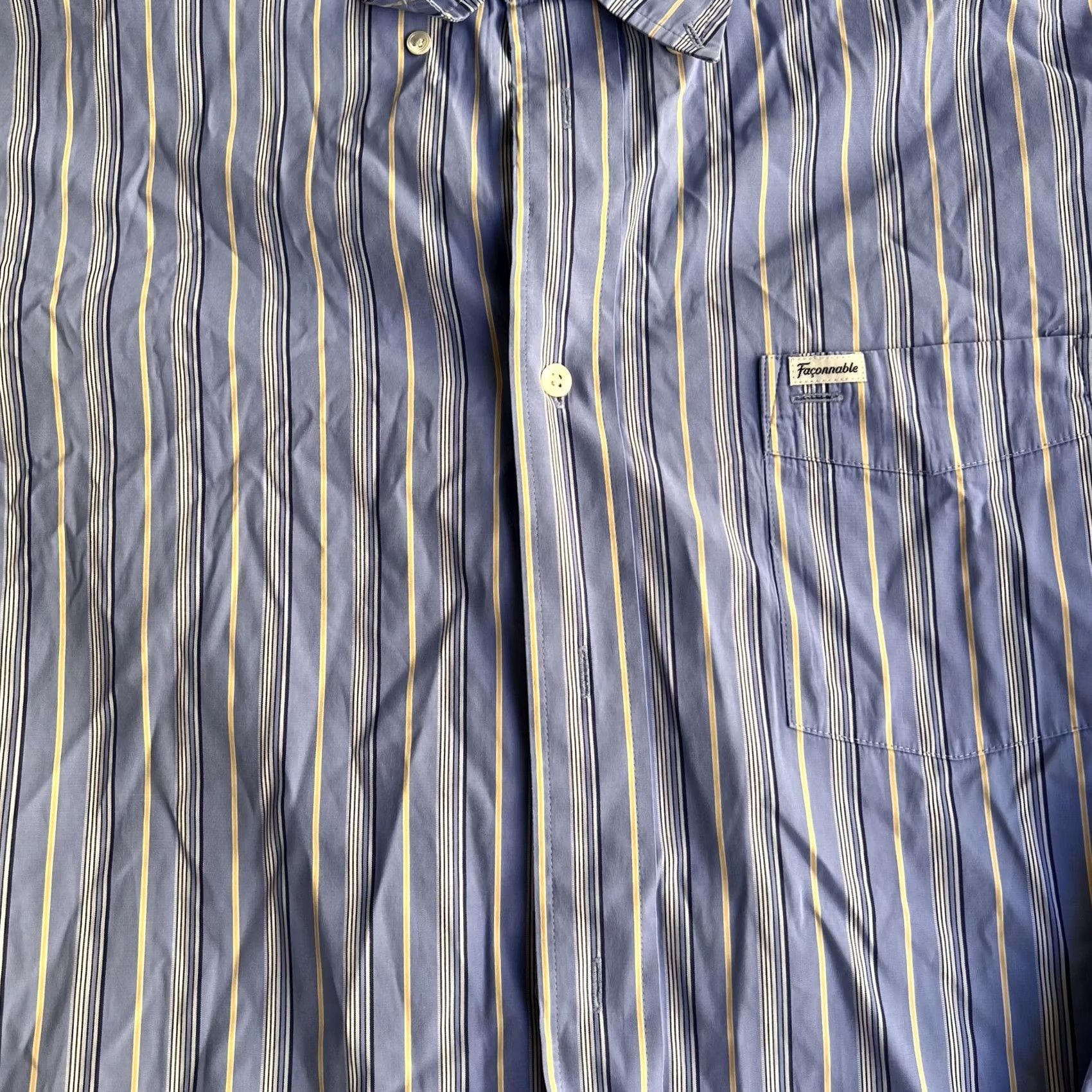 Faconnable Façonnable Dress Shirt Mens XL Blue Stripe Classique Long Sleeve Button-Down Size 46R - 2 Thumbnail
