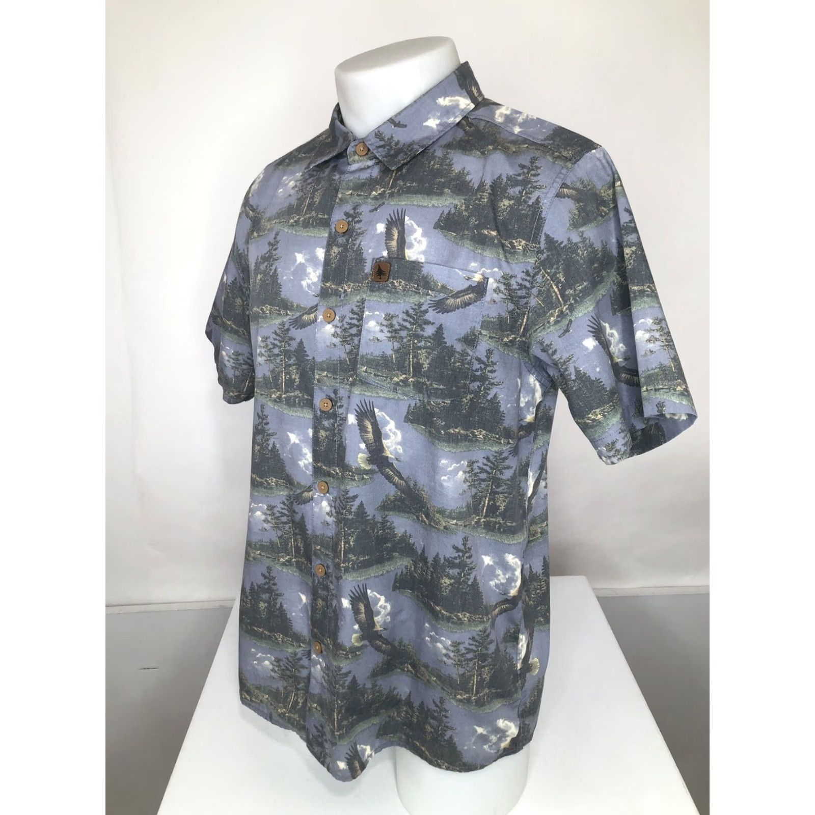 Nomad HIPPY TREE NOMAD - Eagles Mountains Hiking Theme Md. Shirt - EXCELLENT Shirt Mens M Blue Hiking Eagle Forest Mountain Tree 90s style Size US M / EU 48-50 / 2 - 2 Thumbnail