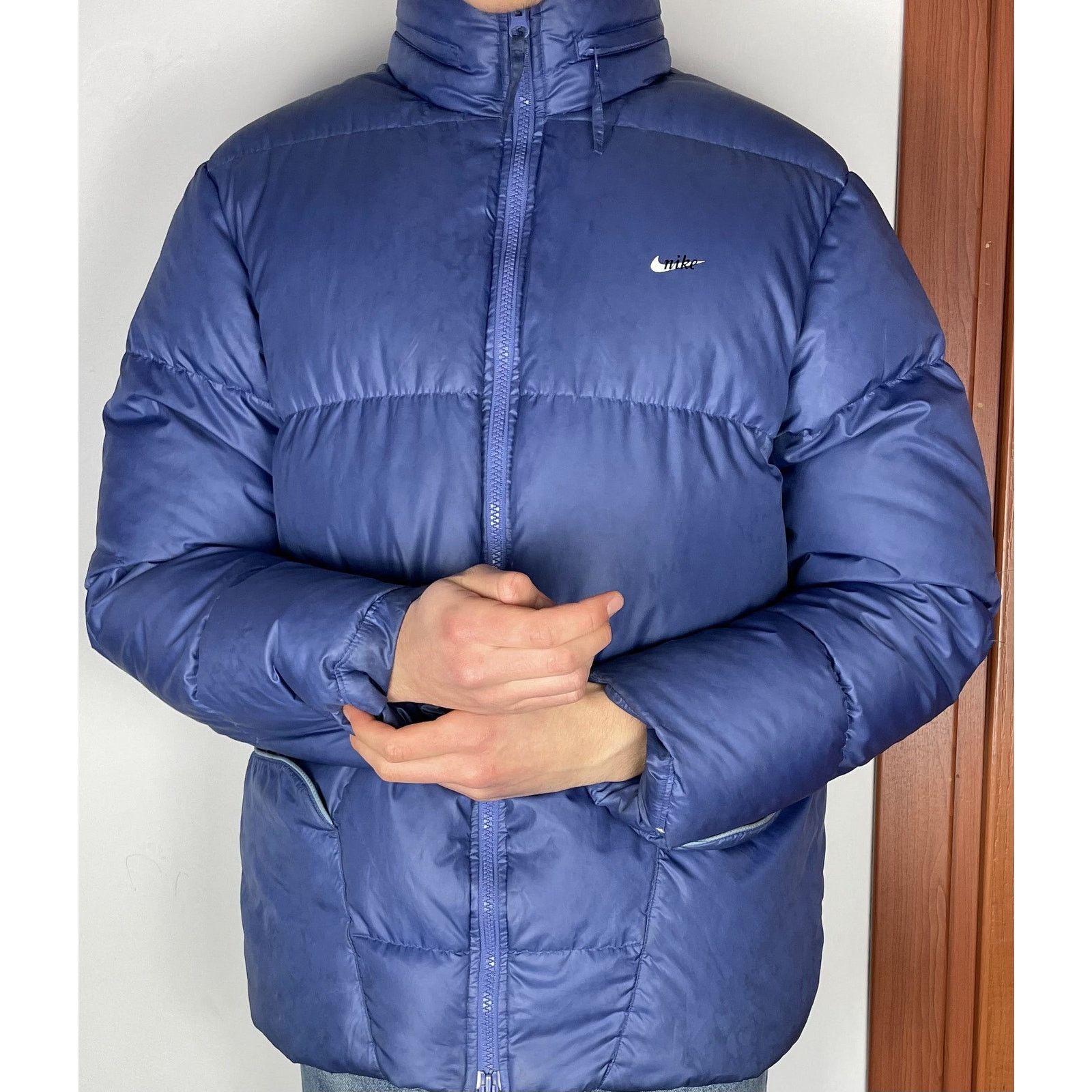 Nike × Vintage Nike Men's Purple Long Sleeve Full Zip Puffer Jacket Medium Size US M / EU 48-50 / 2 - 2 Thumbnail