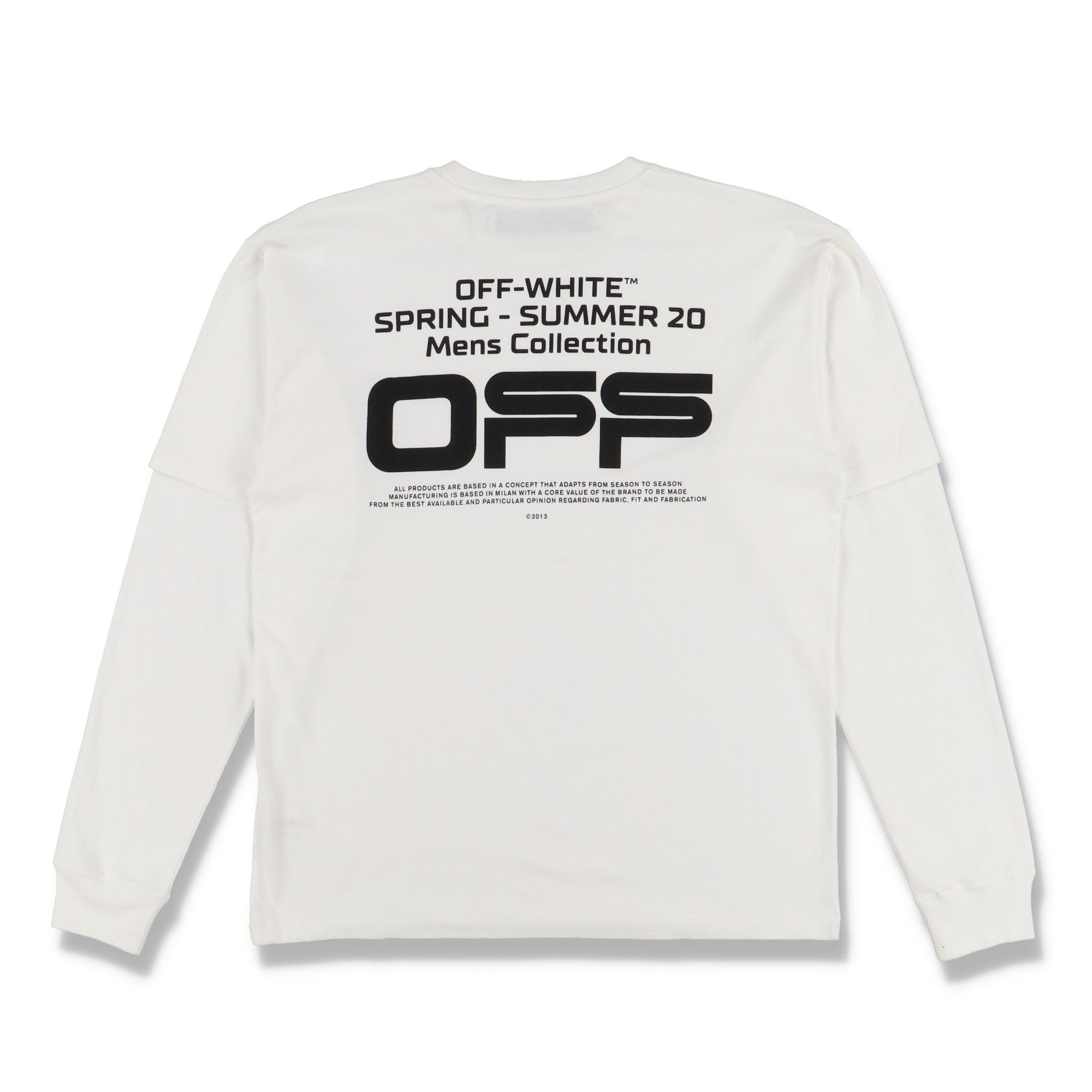 Off-White White Wavy Line Logo Oversized Double Layer T-Shirt Size US M / EU 48-50 / 2 - 1 Thumbnail