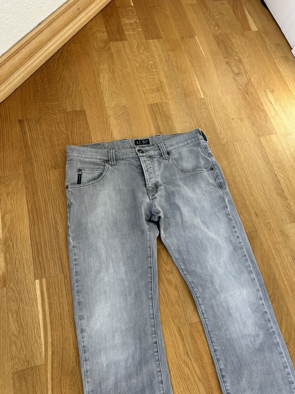 Giorgio Armani Vintage Giorgio Armani Denim Gray Jeans 33 Size Metal Logo Size US 33 - 3 Thumbnail