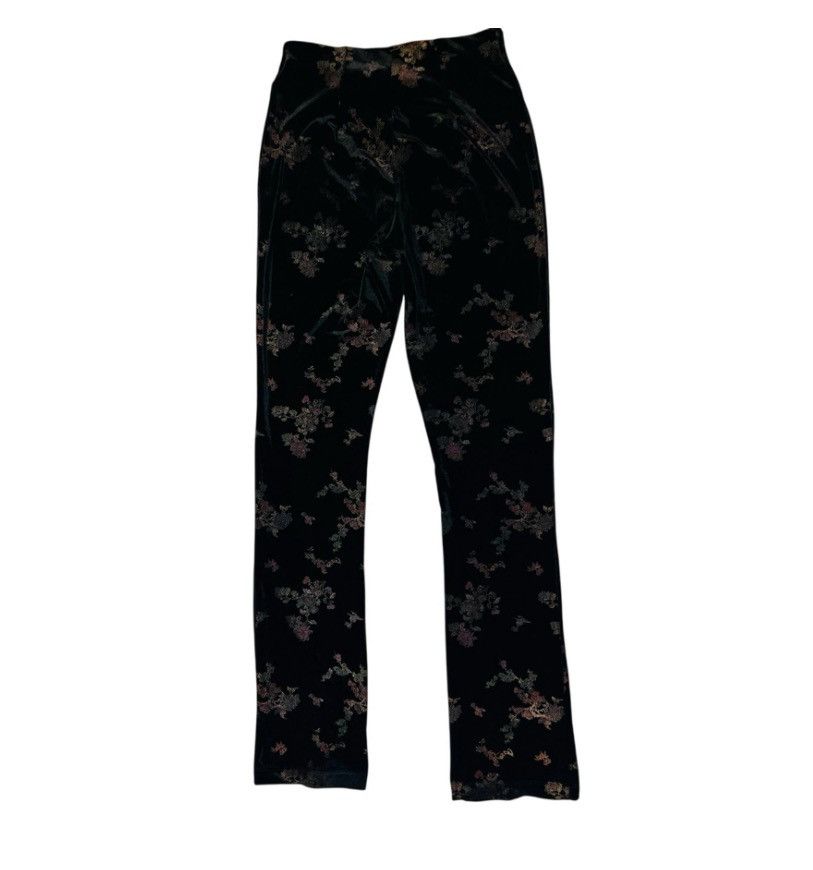 Other VTG Roxy Floral Crushed Velour Straight Leg Pants – Size S Size 26" / US 2 / IT 38 - 2 Thumbnail