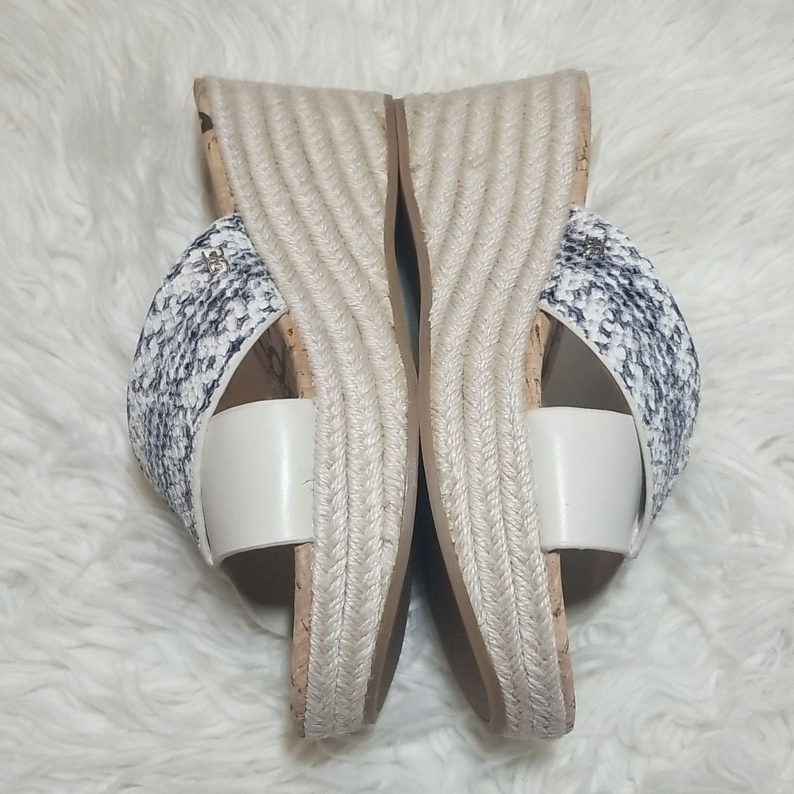 Sam Edelman Sam Edelman Slide Wedge Espadrille Ivory Snakeskin Sandals Size US 7.5 / IT 37.5 - 3 Thumbnail