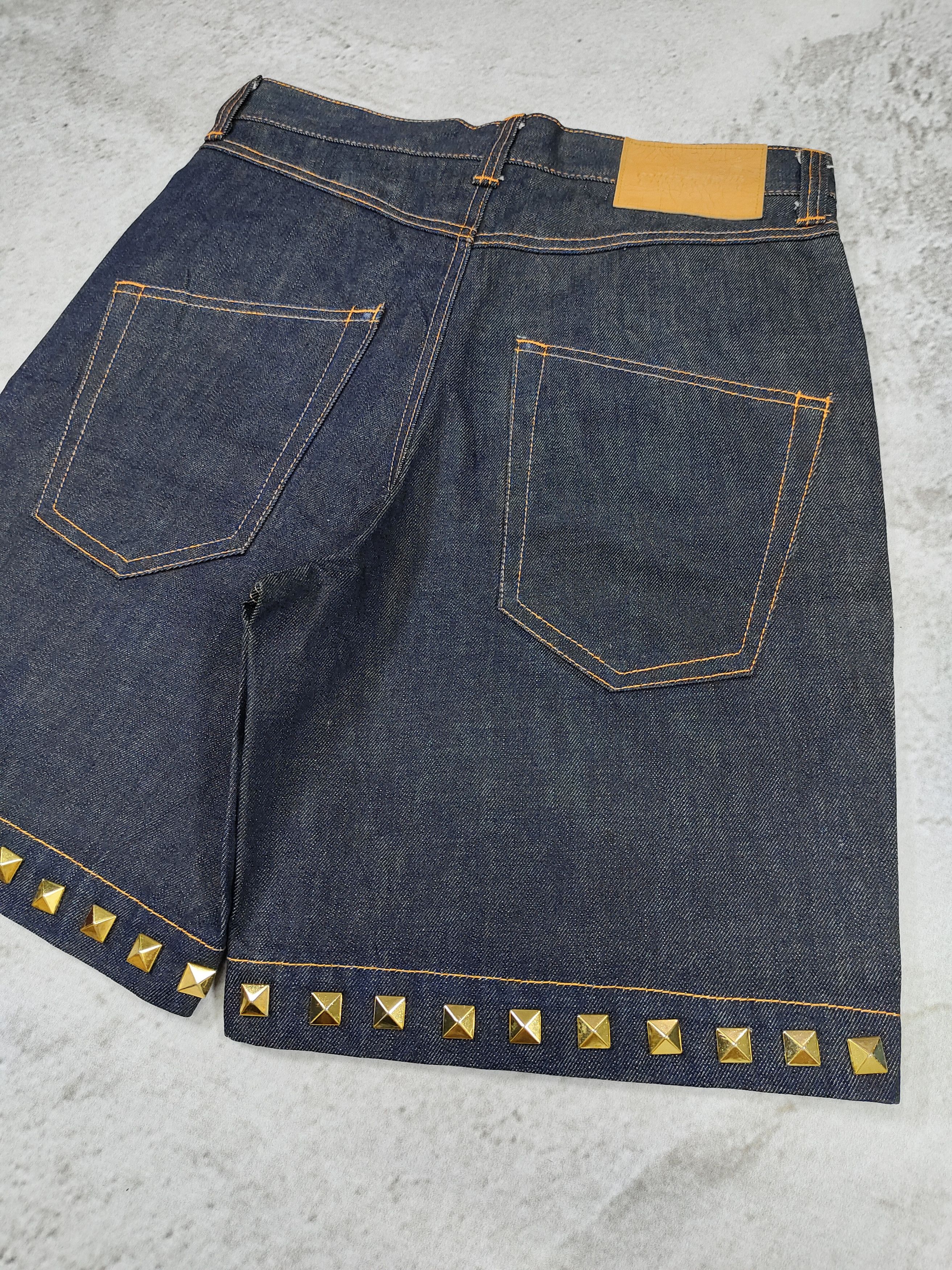 Beams Plus BEAMS- Milk & Coffee Brass Stud Hem Raw Denim Short Size US 31 - 7 Thumbnail