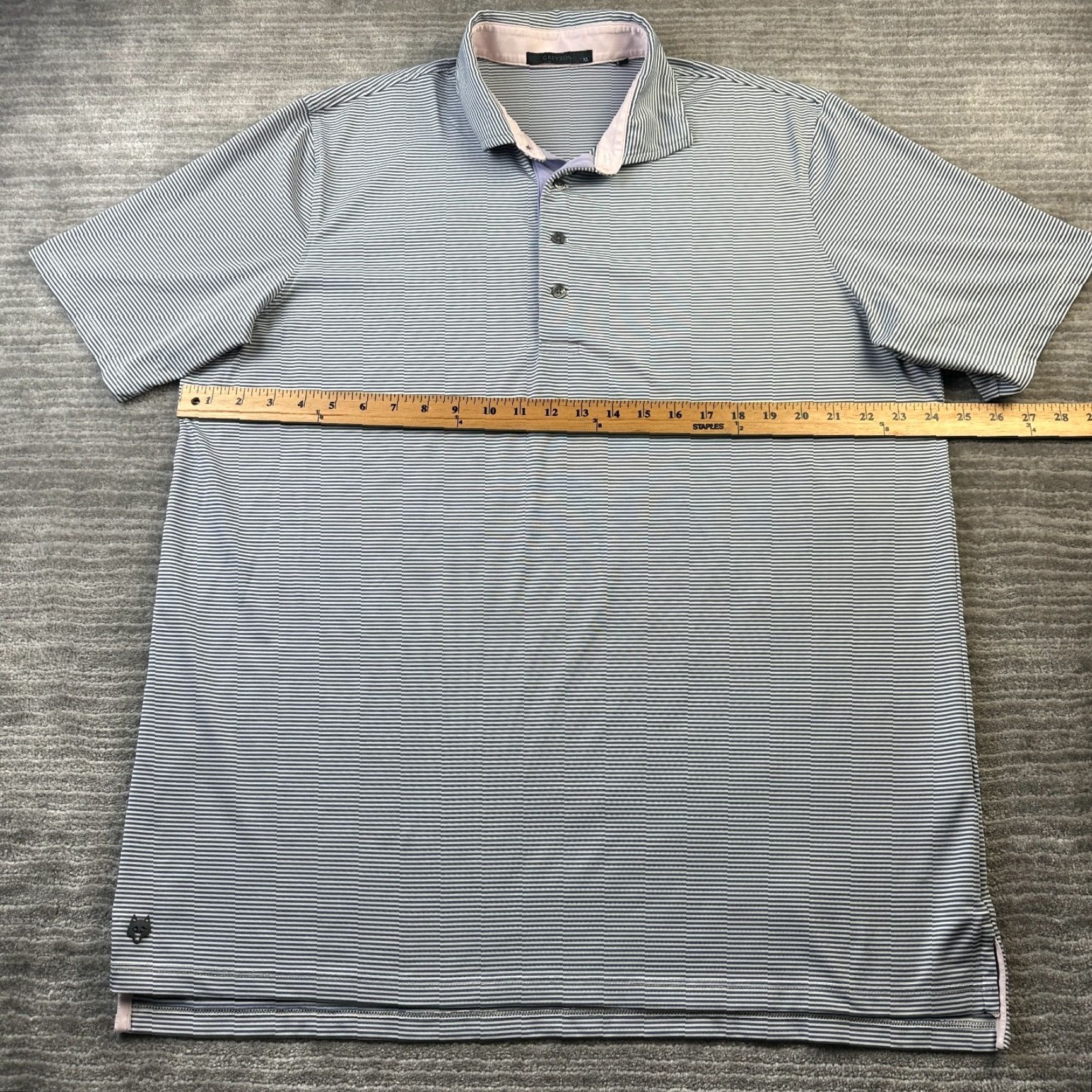 Vintage Greyson Polo Shirt Mens XL Blue Golf Performance Logo Striped Short Sleeve Collared Button All Seasons Lightweight Casual Sports Polo - Mens Size US XL / EU 56 / 4 - 8 Thumbnail