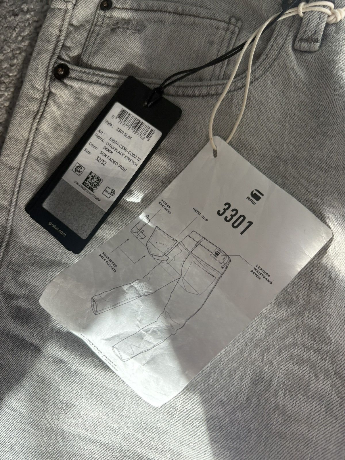 G-Star GSTAR RAW 3301 Slim Denim Jeans Size US 32 / EU 48 - 5 Thumbnail