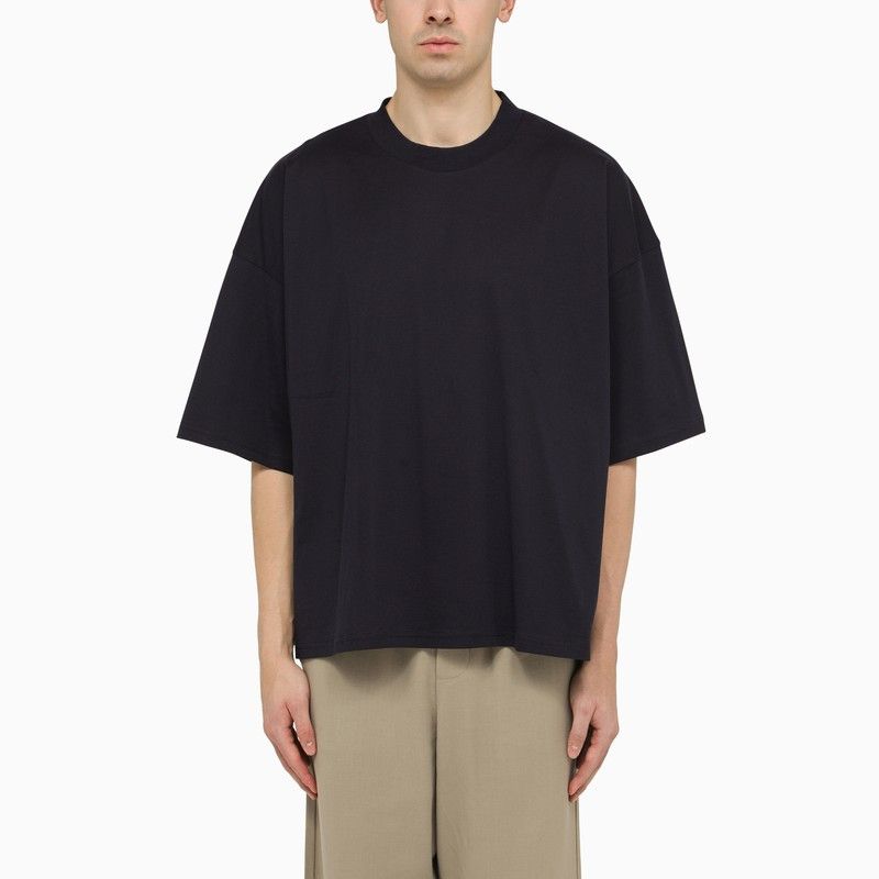 image of Studio Nicholson Dark Blue Oversize Cotton T-Shirt, Men's (Size Small)