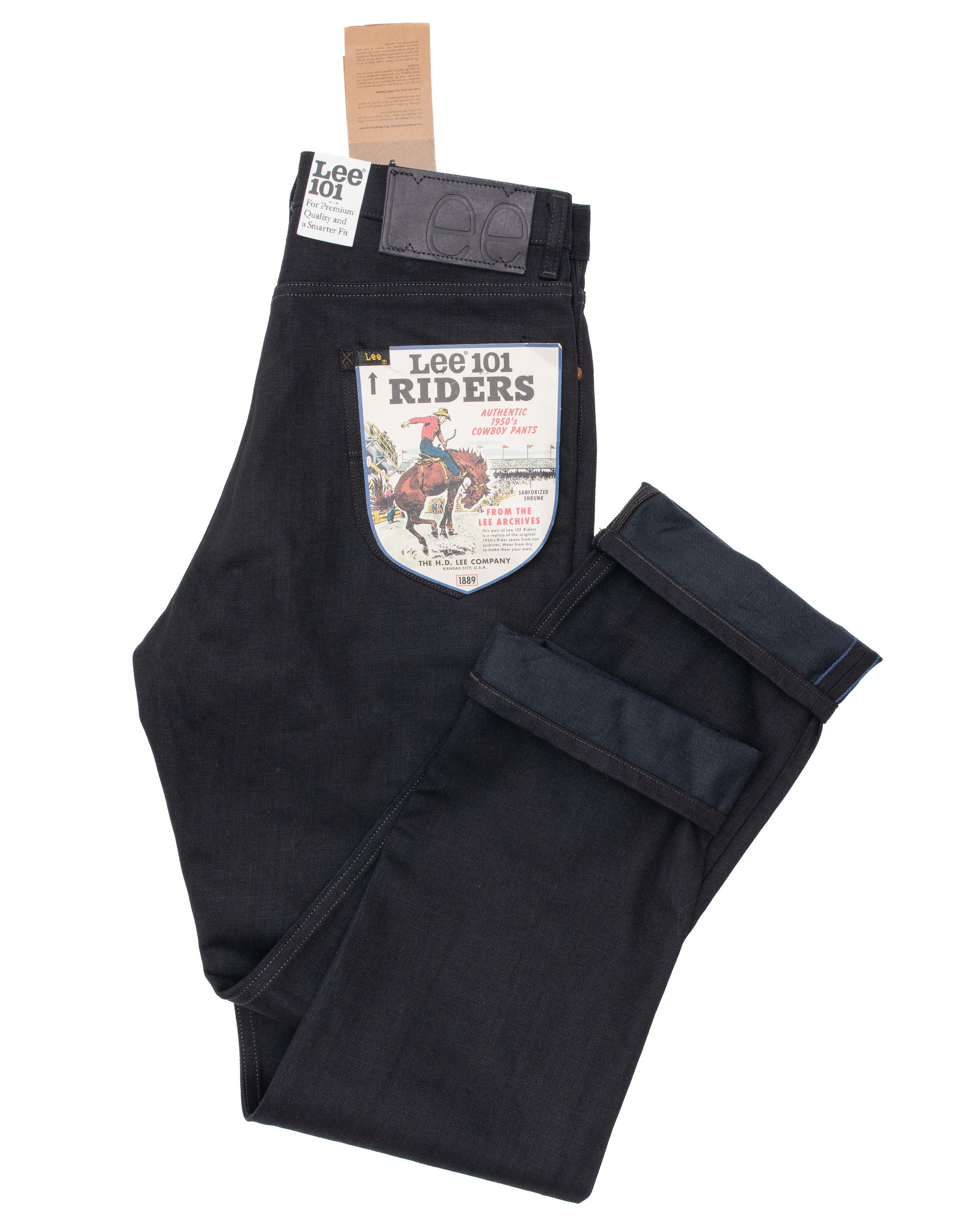 image of Lee 101 Raiders 1950’S Blue Selvedge Black Jeans, Men's (Size 30)