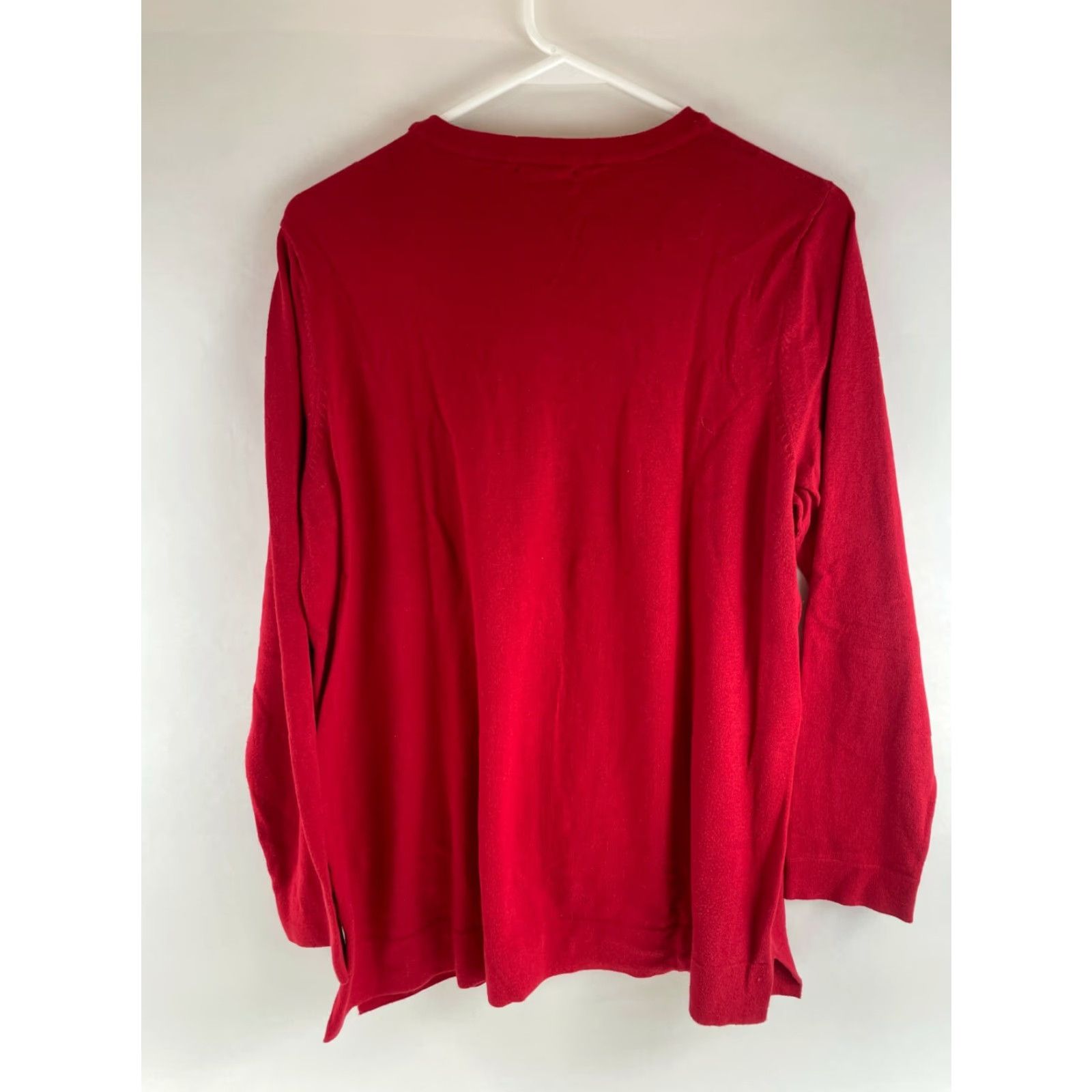 J. Jill J. Jill Sweater Women's Medium Solid Red Pullover Crew Neck Long Sleeve Cotton, Viscose, Nylon Modern Outdoor Breathable Shirt Size M / US 6-8 / IT 42-44 - 2 Thumbnail