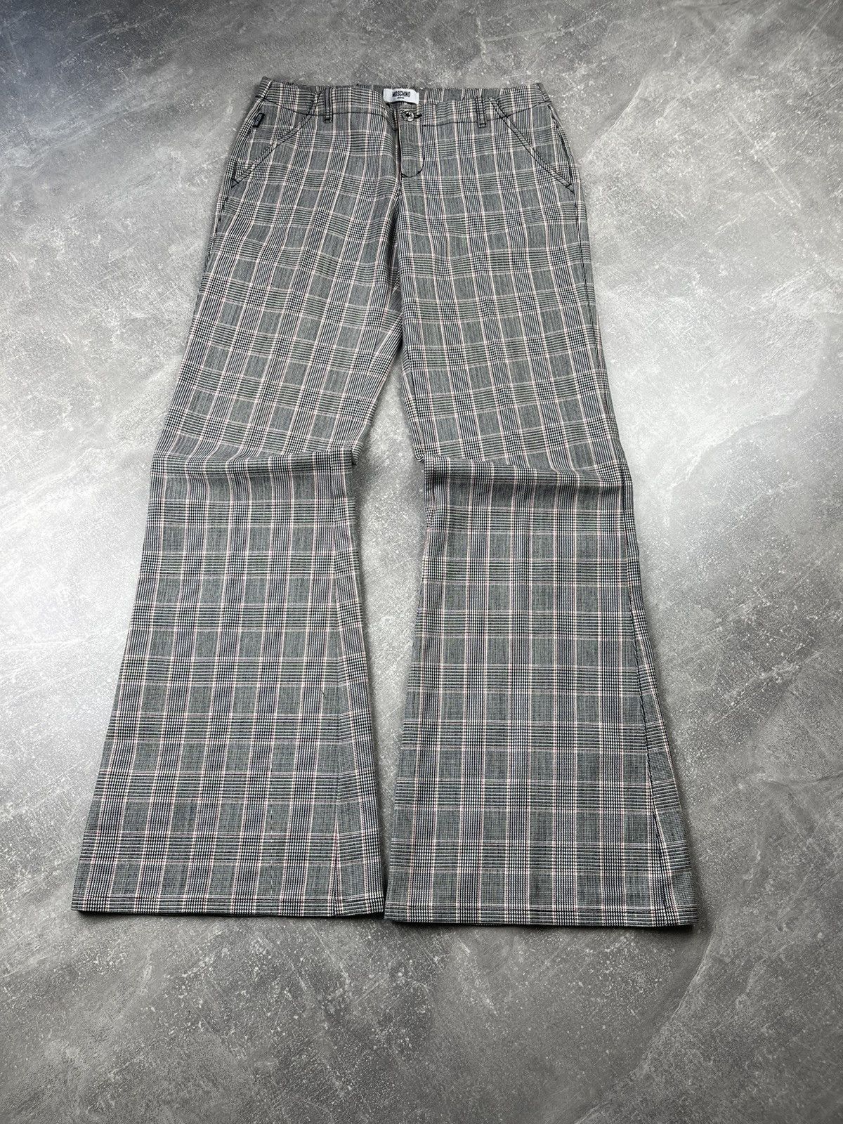 Moschino × Vintage Moschino Vintage Rare Archive Flared Checkered Pants Size 34" / US 12 / IT 48 - 7 Thumbnail
