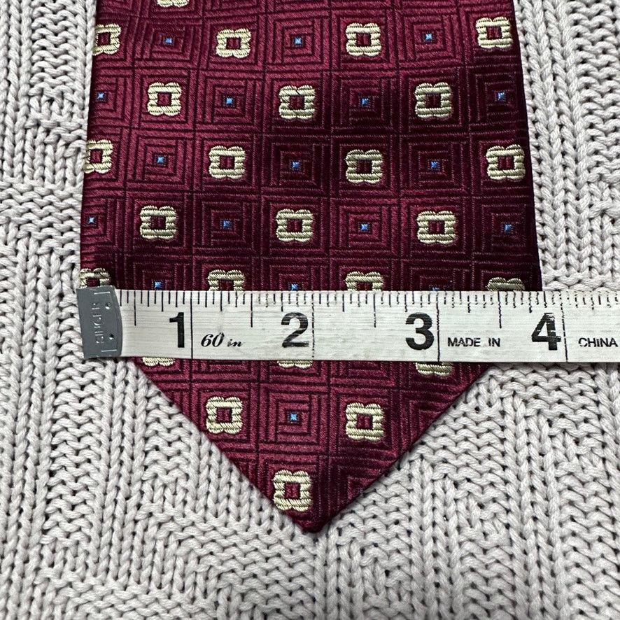Vintage Vintage Bruno Piattelli maroon geometric floral silk tie Size ONE SIZE - 5 Thumbnail