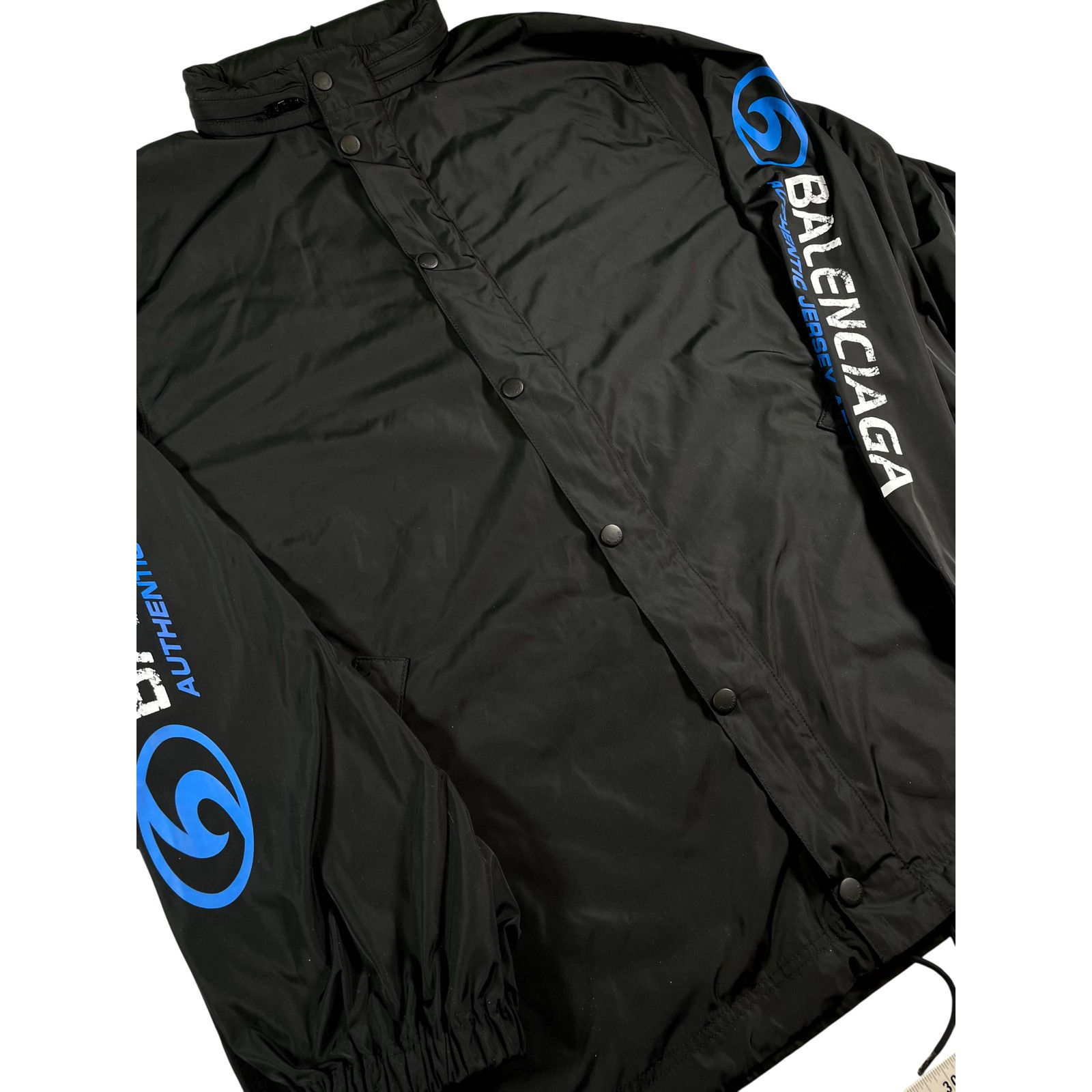 Balenciaga Balenciaga Logo Windbreaker Black & Blue Jacket Size US XS / EU 42 / 0 - 2 Thumbnail
