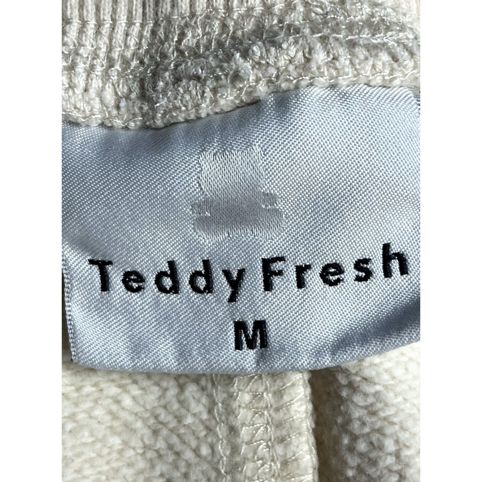 Teddy Fresh Teddy Fresh Sweatpants Women's M Beige 100% Cotton Tapered Leg Drawstring Activewear Casual Comfortable Elastic Waist Regular Fit Modern Classic Style Size 32" / US 10 / IT 46 - 6 Thumbnail