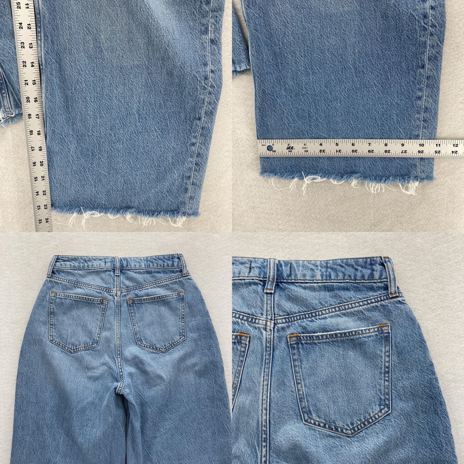 Abercrombie & Fitch Abercrombie & Fitch Jeans Womens 0S High Rise Crop Wide Leg Curve Love Raw Hem Jeans Womens 0S Short Light Bio Blue 23 in Inseam Size 25" / US 0 / IT 36 - 8 Thumbnail