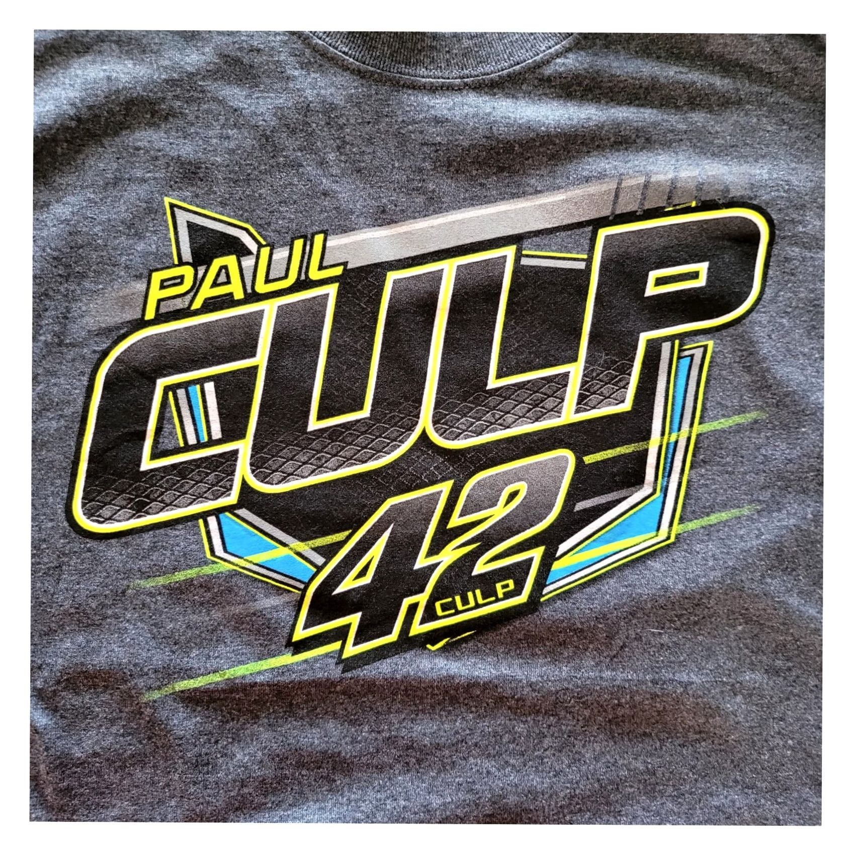 Gildan VINTAGE Gildan Dark Gray Paul Culp Racing T-Shirt M #42 Race Car Graphic Tee Unisex Adults Short Sleeve Crew Neck Cotton 50/50 Vintage Size US M / EU 48-50 / 2 - 4 Thumbnail